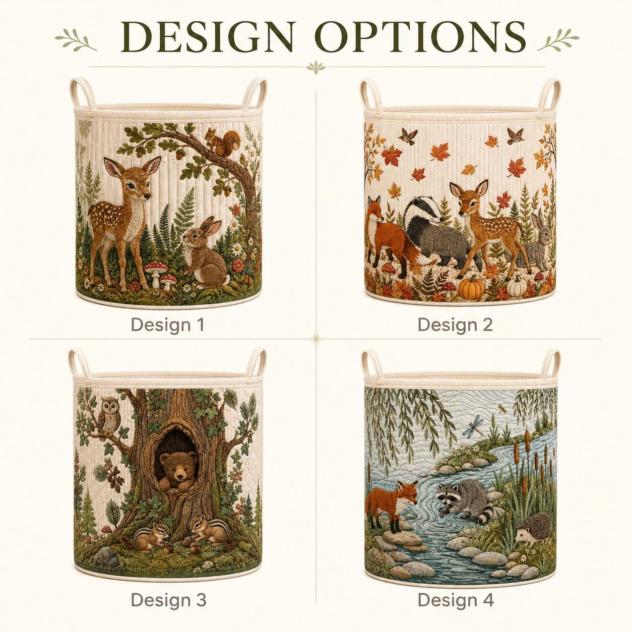 Woodland Animal Laundry Basket with Bear Fox Deer Storage Hamper for Kids Baby Shower Gift and Forest Clothes Nursery Decorations Toys - photo 4