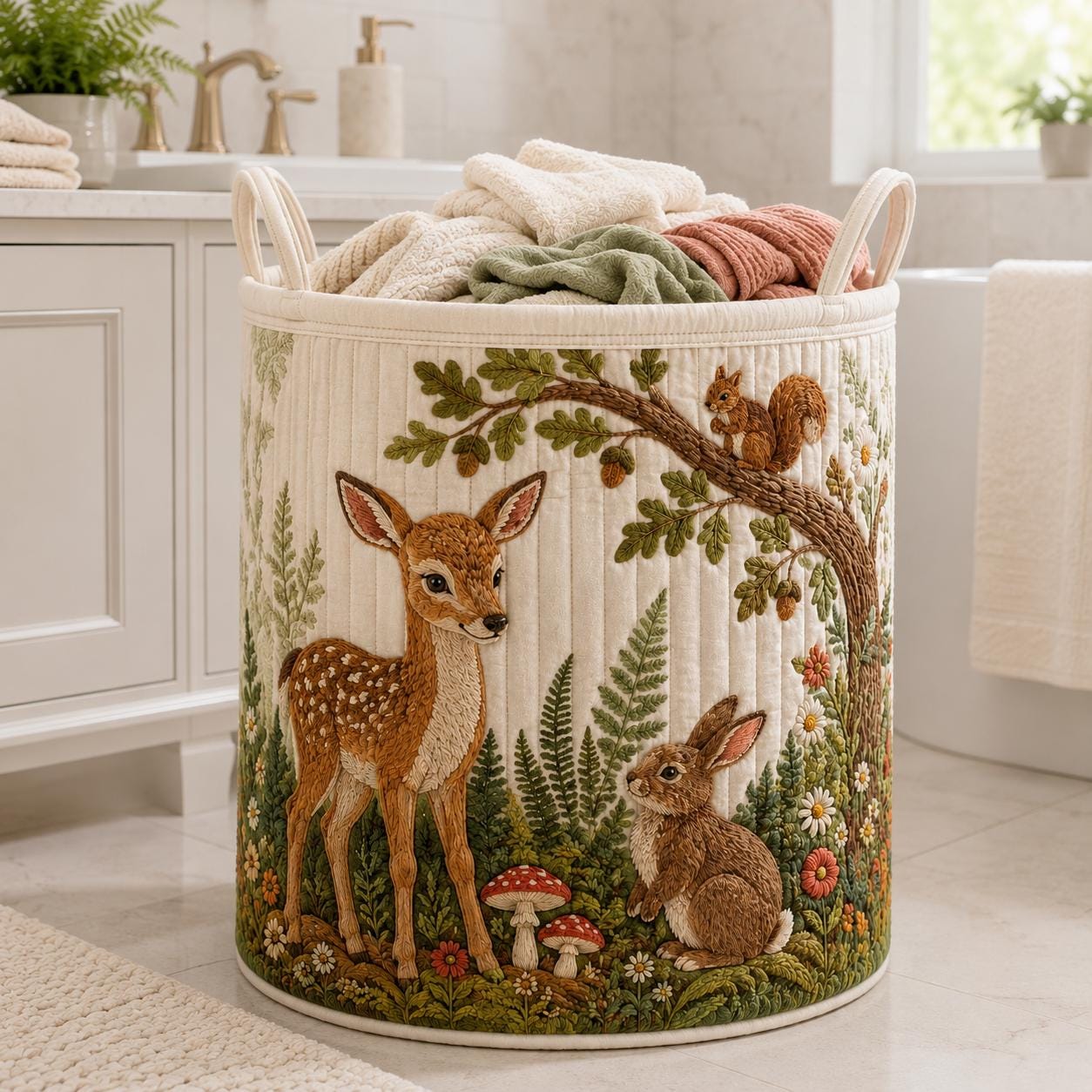 Woodland Animal Laundry Basket with Bear Fox Deer Storage Hamper for Kids Baby Shower Gift and Forest Clothes Nursery Decorations Toys - photo 8