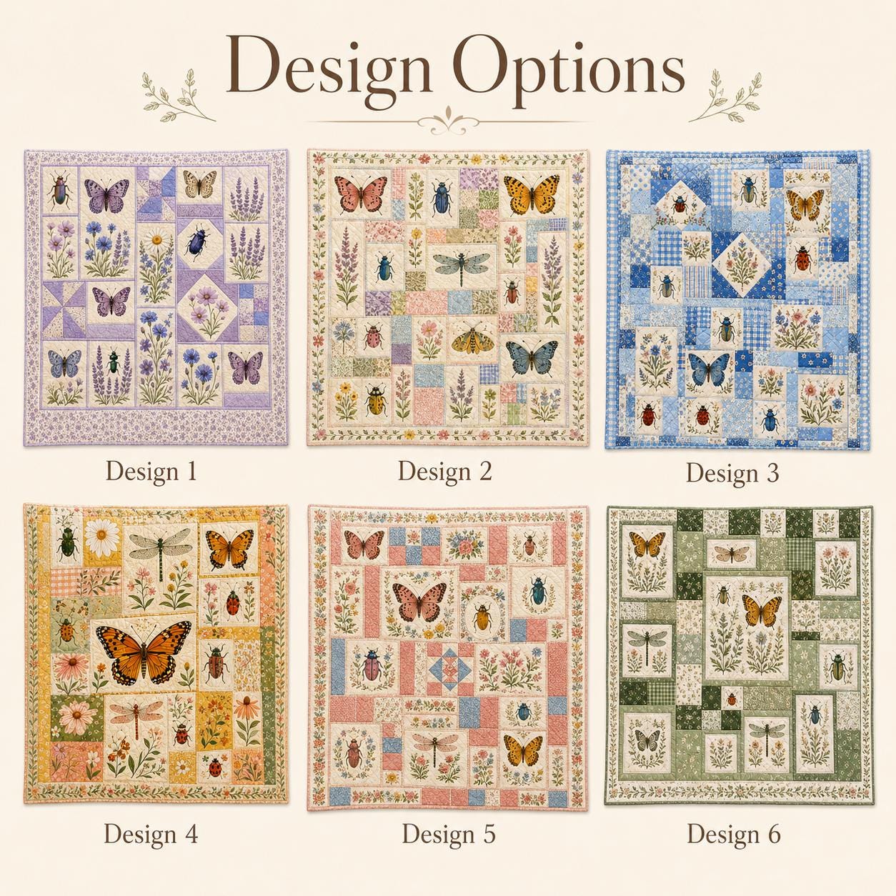 Butterfly Floral Quilt Blanket with Boho Botanical Insect Throw, Patchwork Garden Bug Bedding, and Nature Lover Gift - photo 5