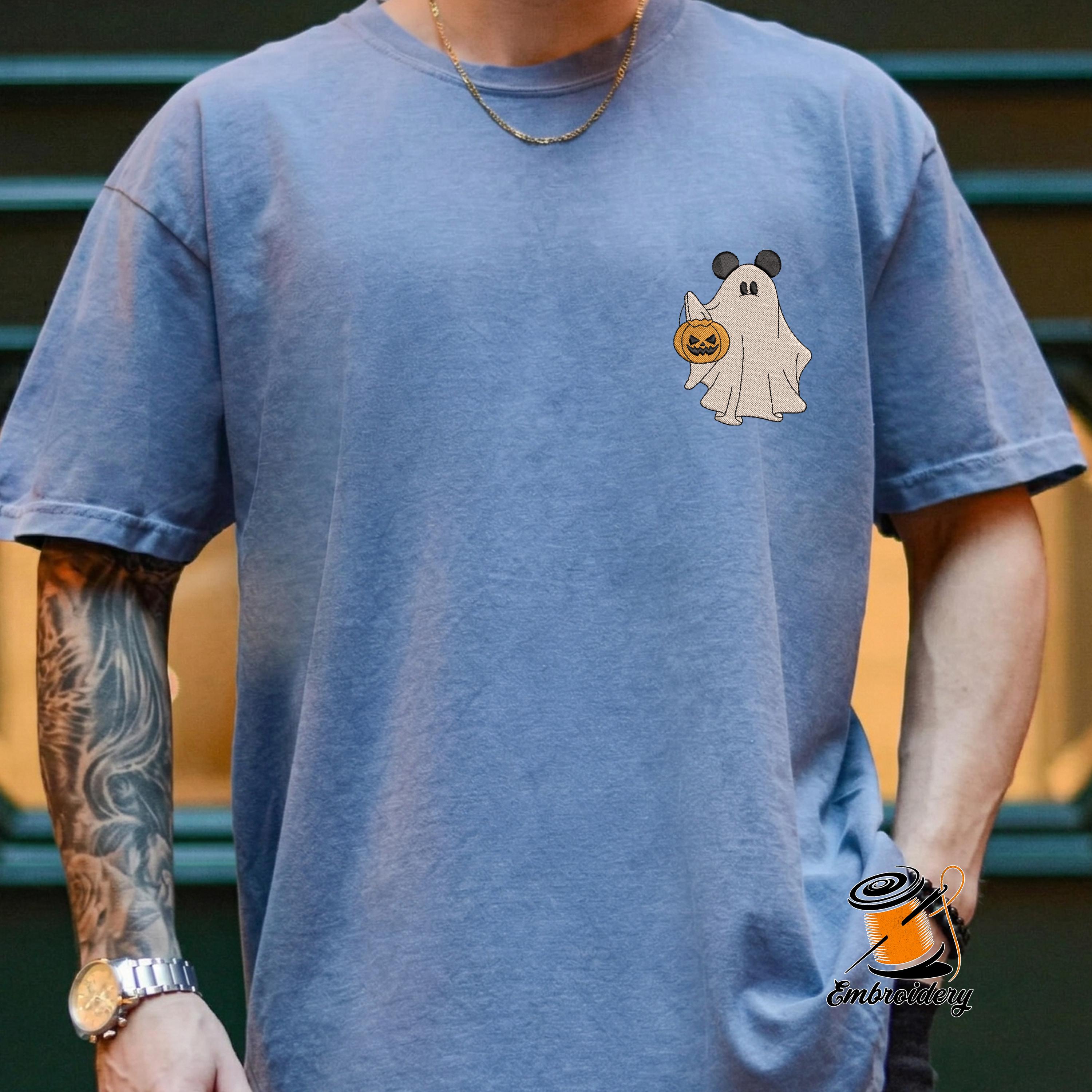Embroidered Disney Halloween Couple Shirts with Matching Mickey and Minnie Ghost Tee Embroidery Design - photo 10