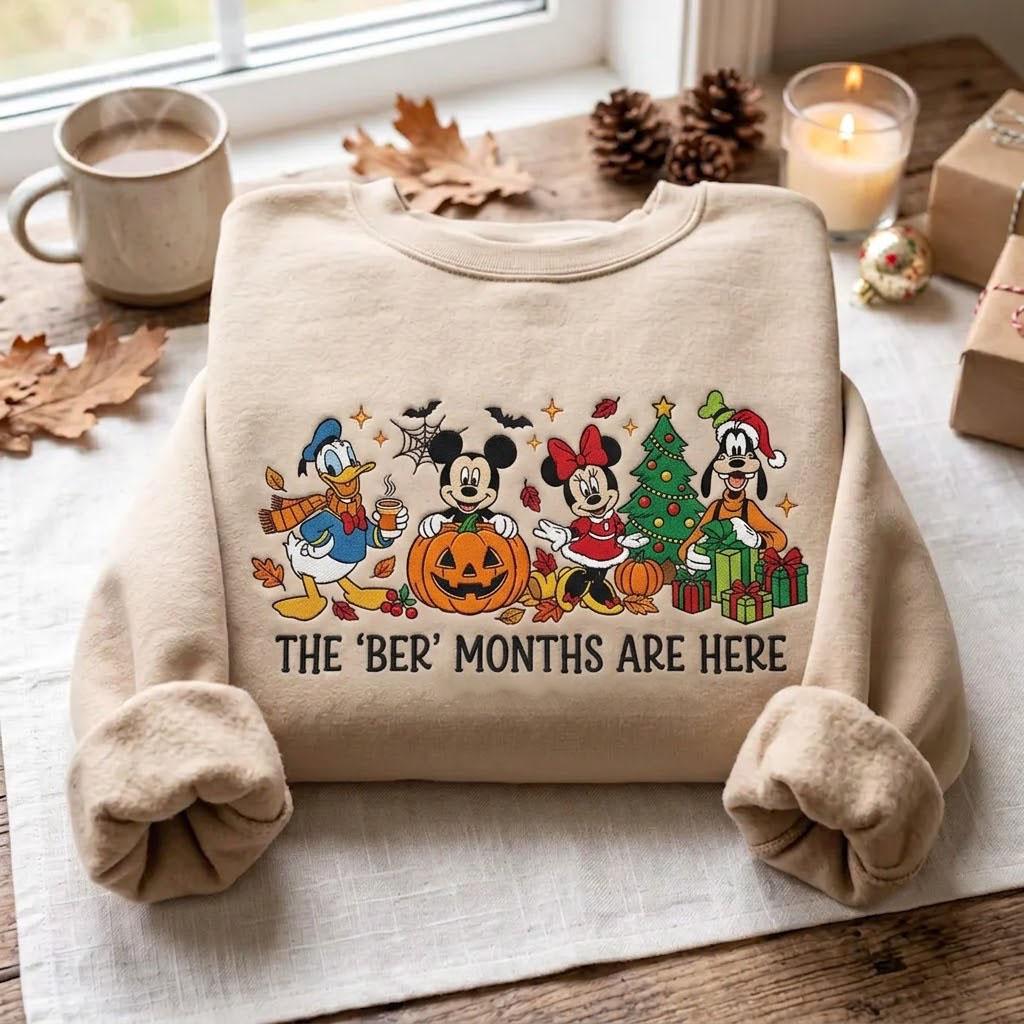 Embroidered Mickey and Friends Ber Months Sweatshirt – Disney Halloween Christmas Crewneck for Fall Holiday Season Vacation Gift - photo 2