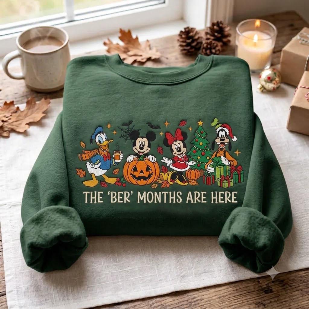 Embroidered Mickey and Friends Ber Months Sweatshirt – Disney Halloween Christmas Crewneck for Fall Holiday Season Vacation Gift - photo 3