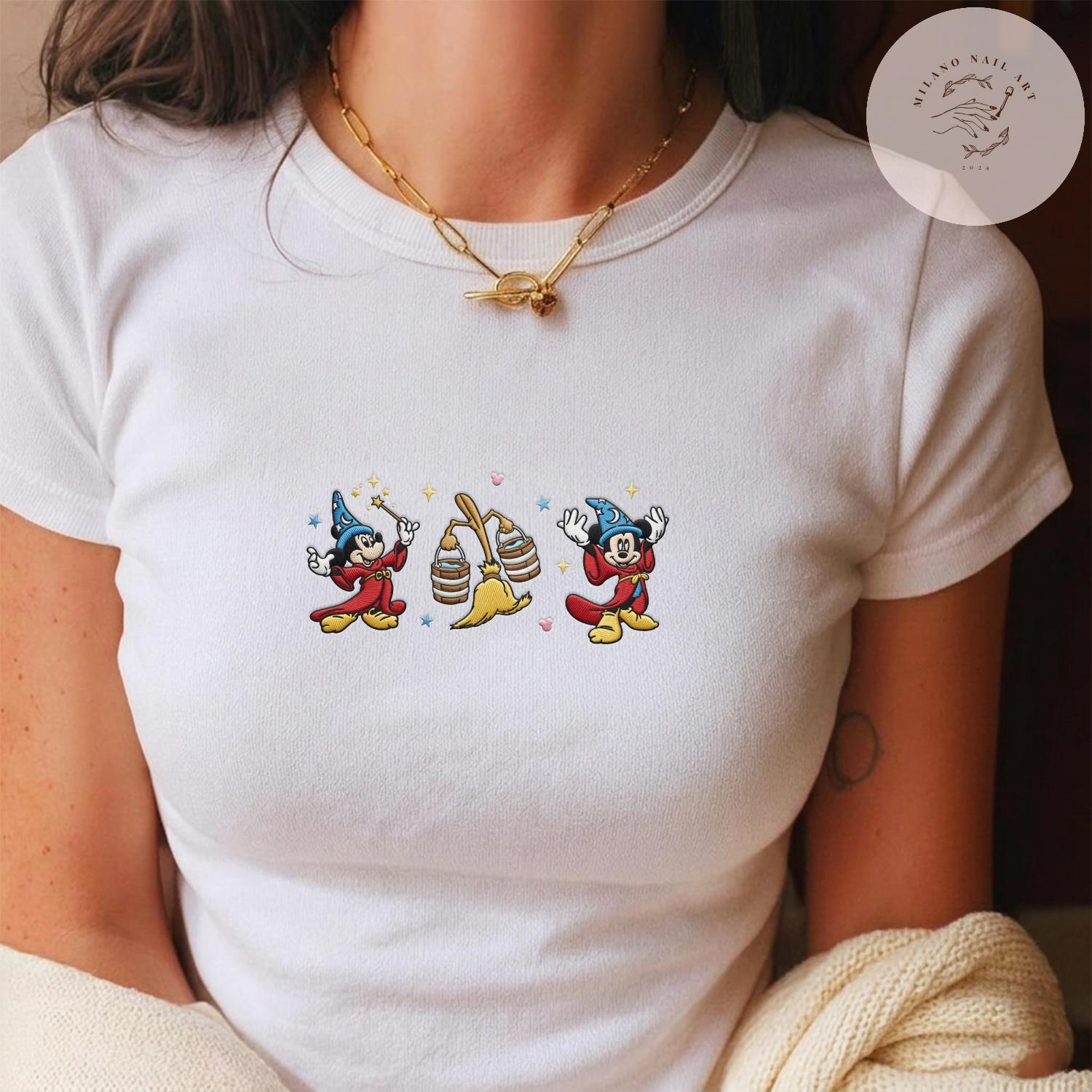 Embroidered Disney Fantasia Sorcerer Mickey Wizard Lace Trim Tank Top – Baby Tee Crop Tank for WDW Disneyland Fantasmic Trip - photo 6