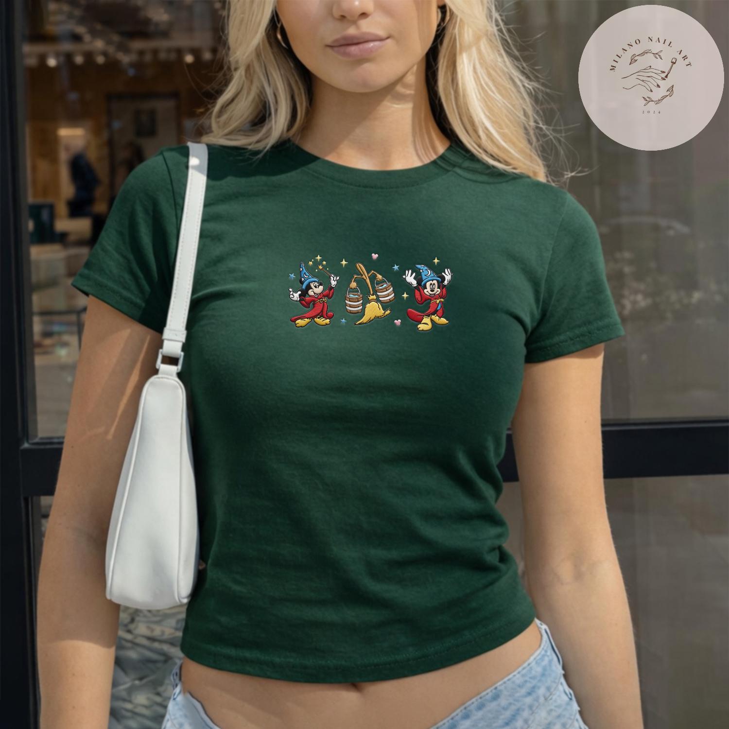 Embroidered Disney Fantasia Sorcerer Mickey Wizard Lace Trim Tank Top – Baby Tee Crop Tank for WDW Disneyland Fantasmic Trip - photo 16