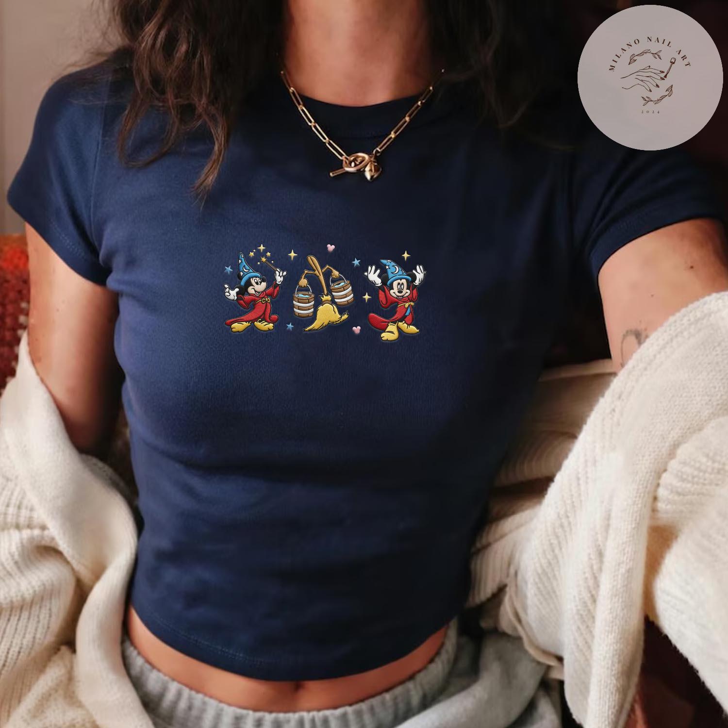 Embroidered Disney Fantasia Sorcerer Mickey Wizard Lace Trim Tank Top – Baby Tee Crop Tank for WDW Disneyland Fantasmic Trip - photo 17