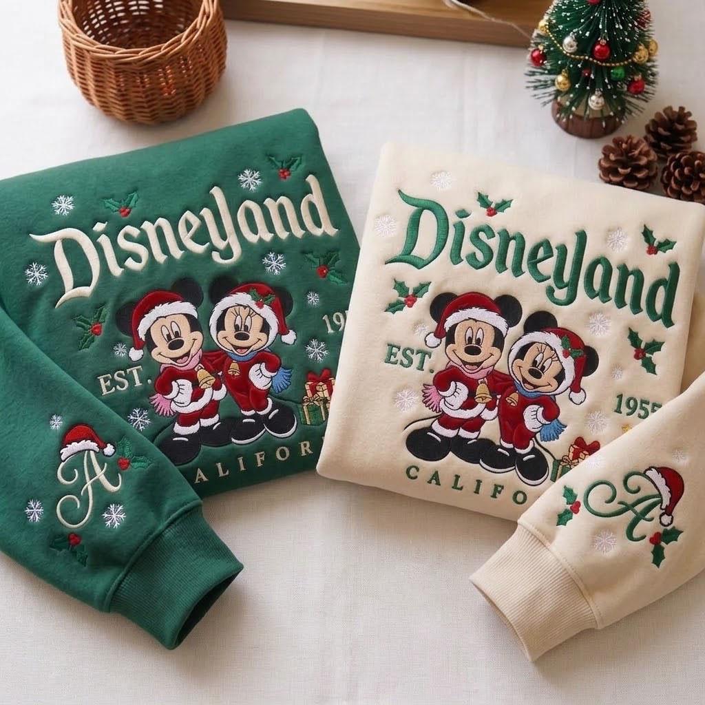 Embroidered Disneyland Christmas Sweatshirt with Mickey and Minnie Holiday Crewneck – Vintage Disney Shirt for California Vacation Gift - photo 4
