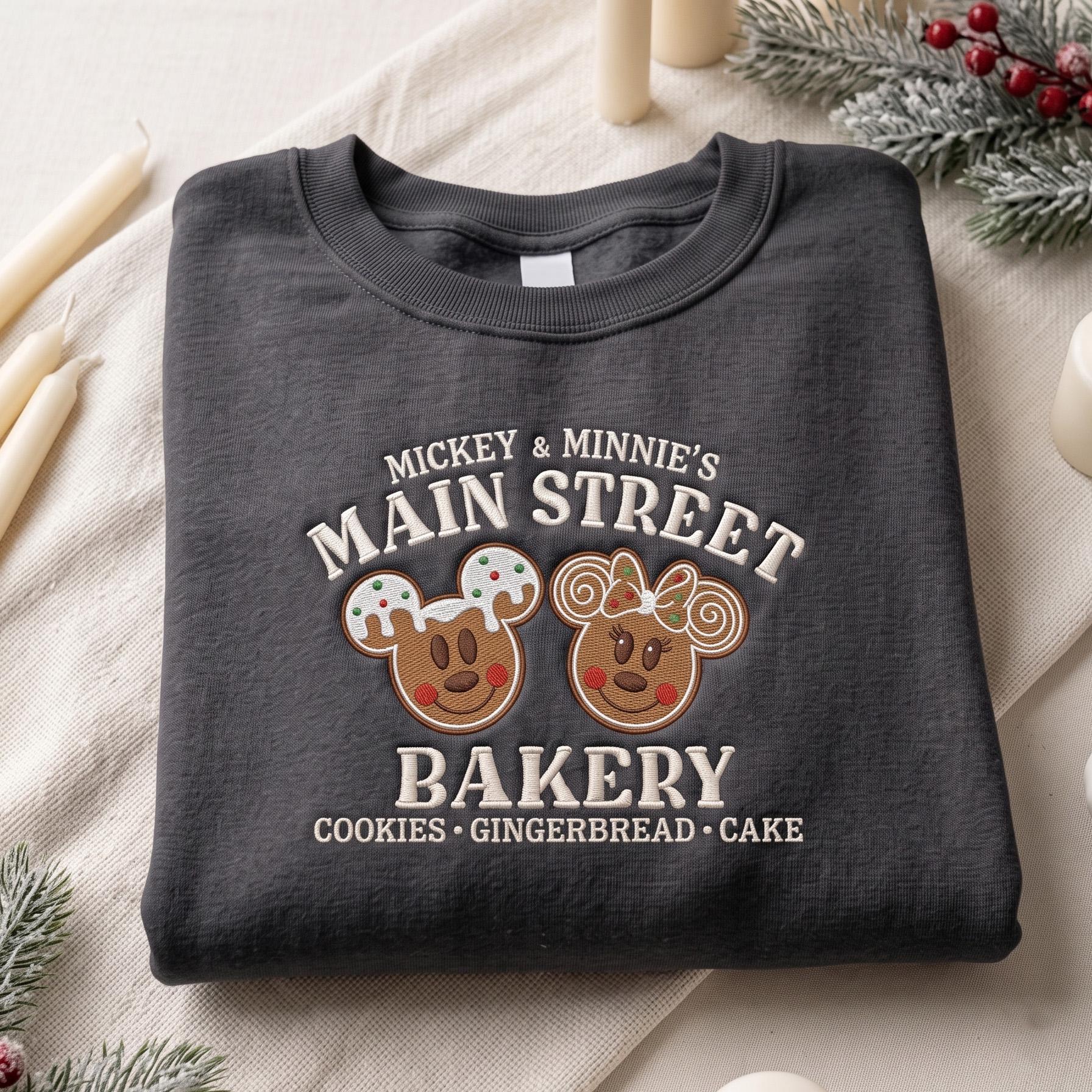 Embroidered Mickey and Minnie Gingerbread Main Street Bakery Cookies Disney Christmas Quarter Zip Sweatshirt and Holiday Lace Trim Tank - photo 6