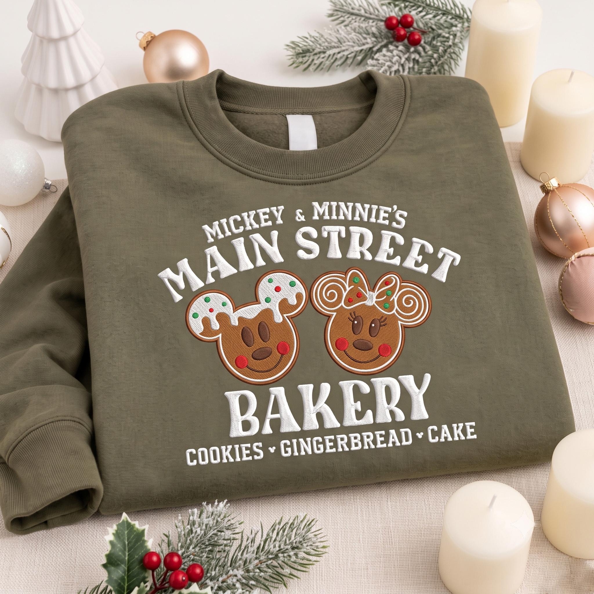 Embroidered Mickey and Minnie Gingerbread Main Street Bakery Cookies Disney Christmas Quarter Zip Sweatshirt and Holiday Lace Trim Tank - photo 7