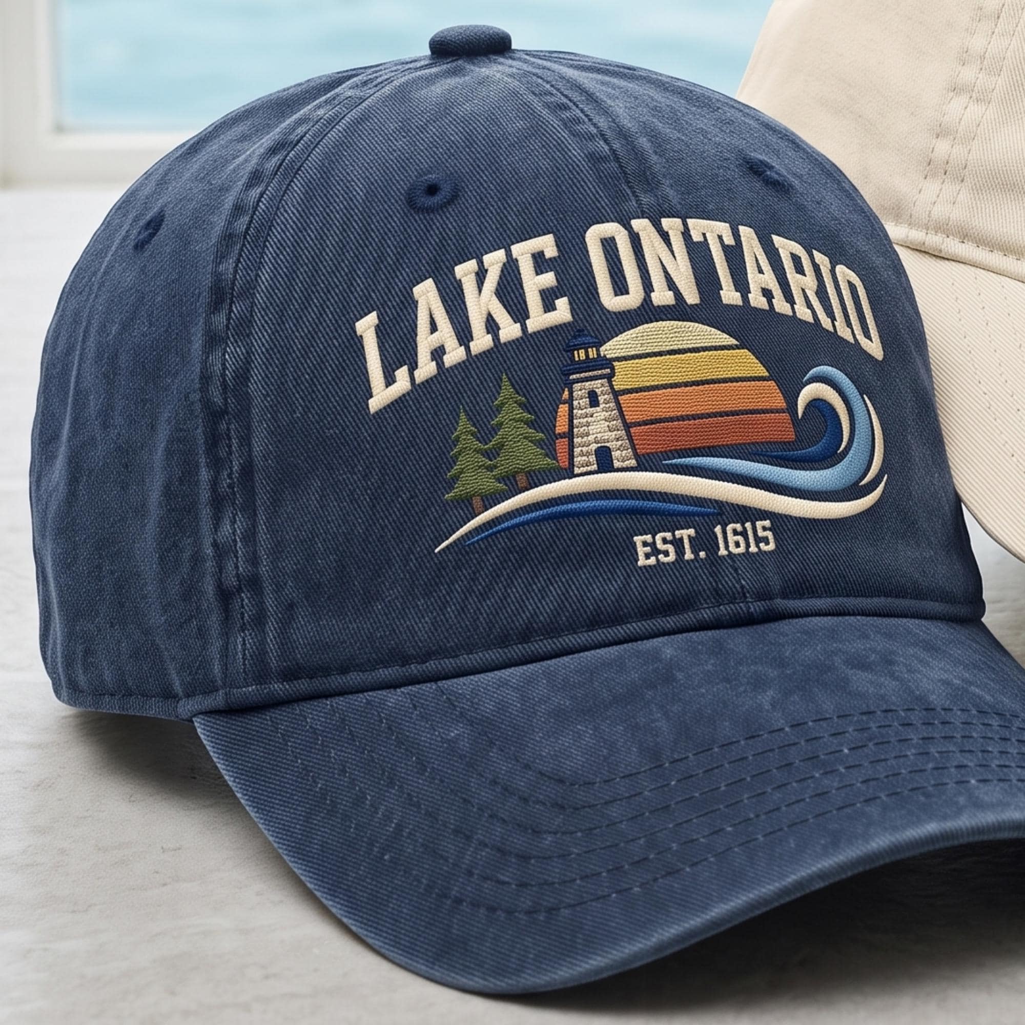 Lake Ontario Lighthouse Embroidered Dad Hat – Vintage Great Lakes Canada Cap And Nautical Summer Cottage Gift For Lake Life - photo 2