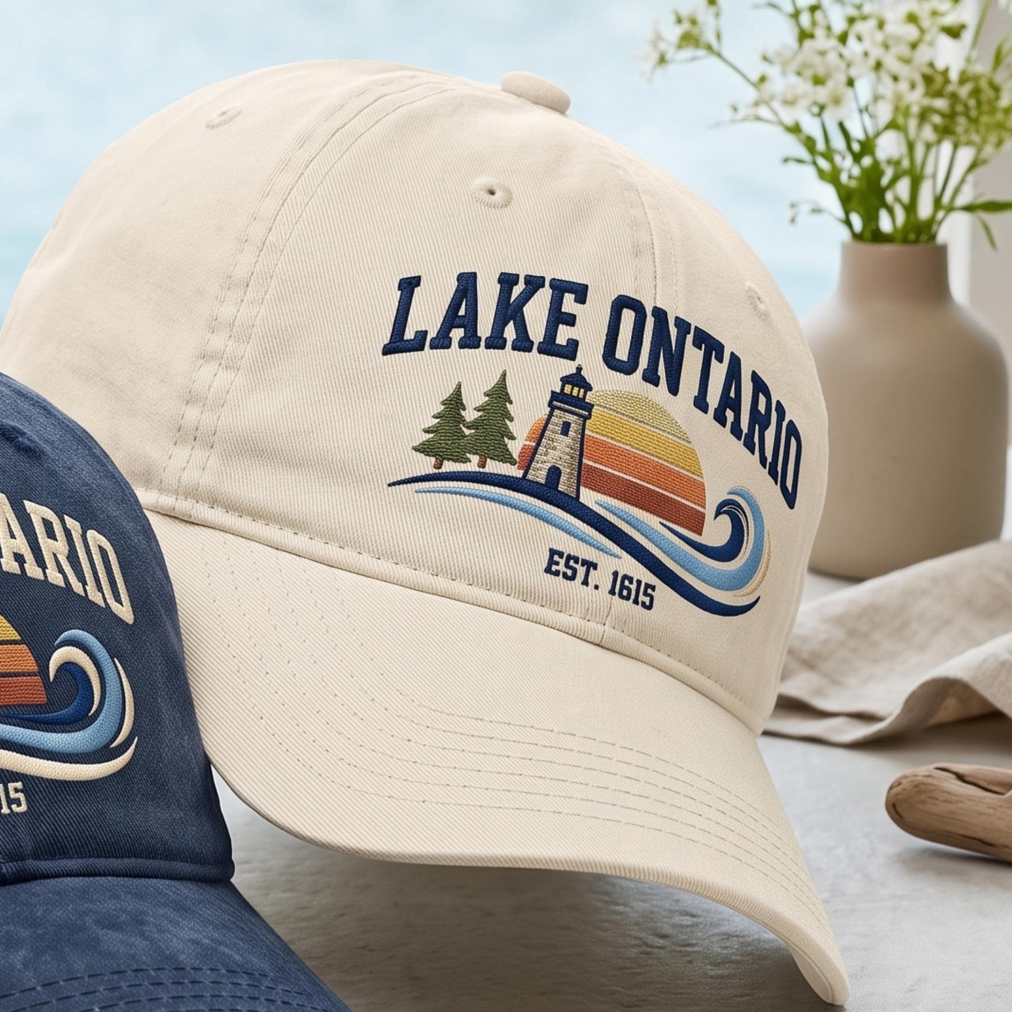 Lake Ontario Lighthouse Embroidered Dad Hat – Vintage Great Lakes Canada Cap And Nautical Summer Cottage Gift For Lake Life - photo 3