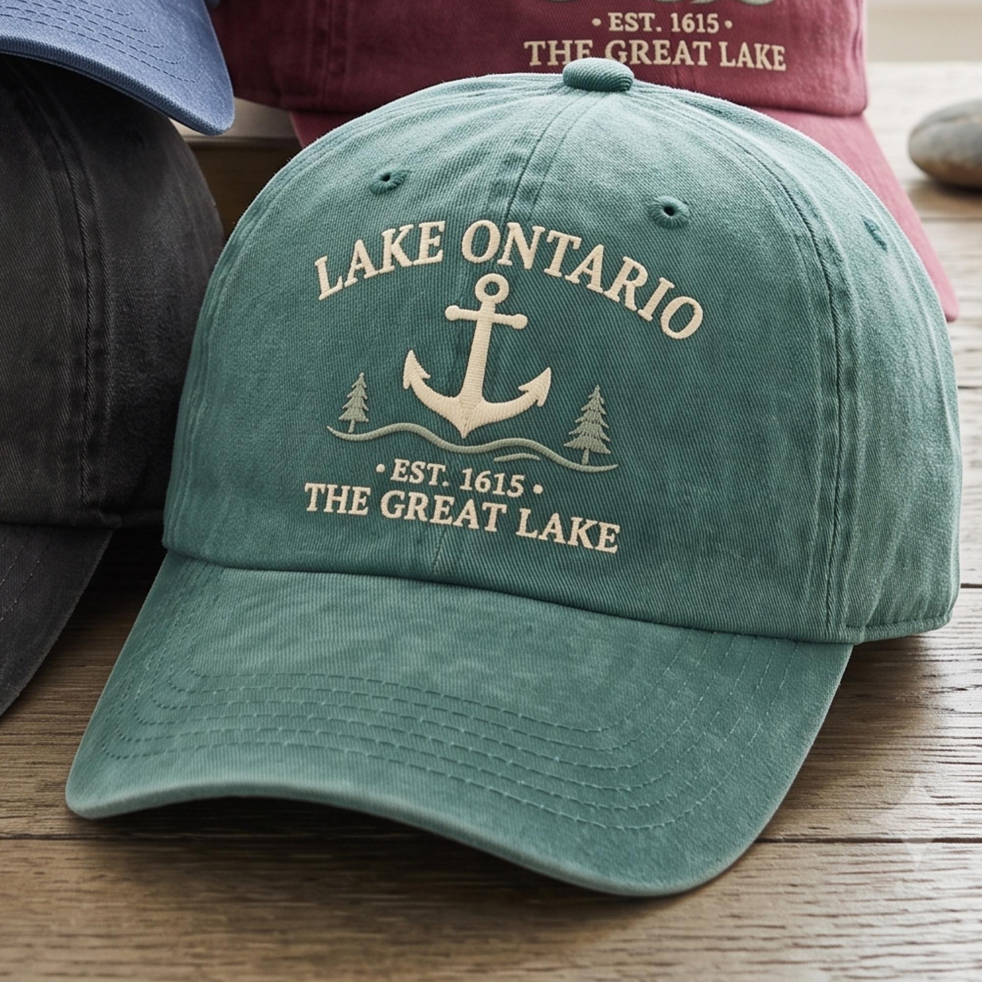 Lake Ontario Anchor Embroidered Dad Hat – Vintage Great Lakes Canada Cap, Nautical Boating Cottage Gift For Lake Life - photo 2
