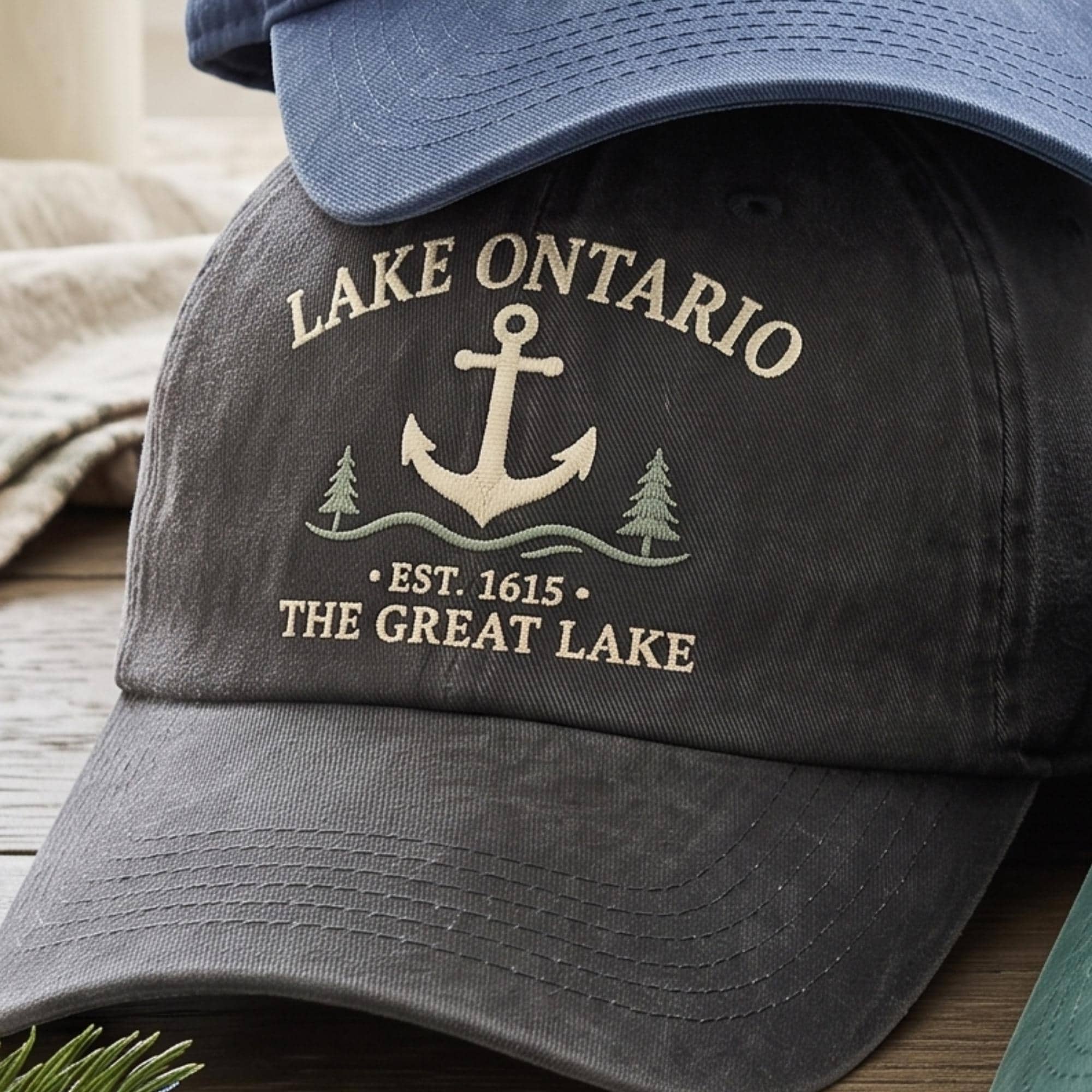 Lake Ontario Anchor Embroidered Dad Hat – Vintage Great Lakes Canada Cap, Nautical Boating Cottage Gift For Lake Life - photo 3