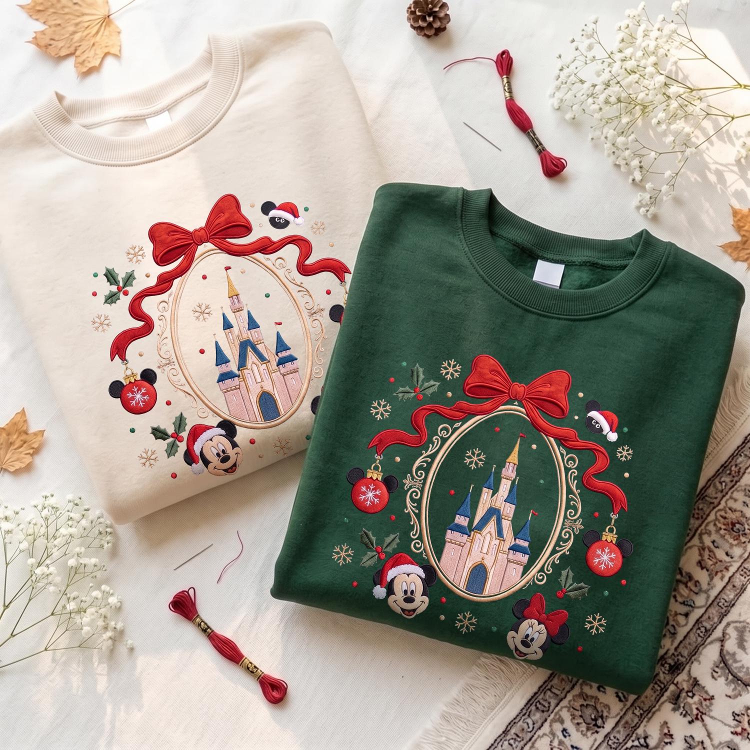 Embroidered Mickey and Minnie Christmas Sweatshirt with Disney Girls Trip Baby Tee – Matching Couple Hoodie and Park Quarter Zip Gift - photo 2