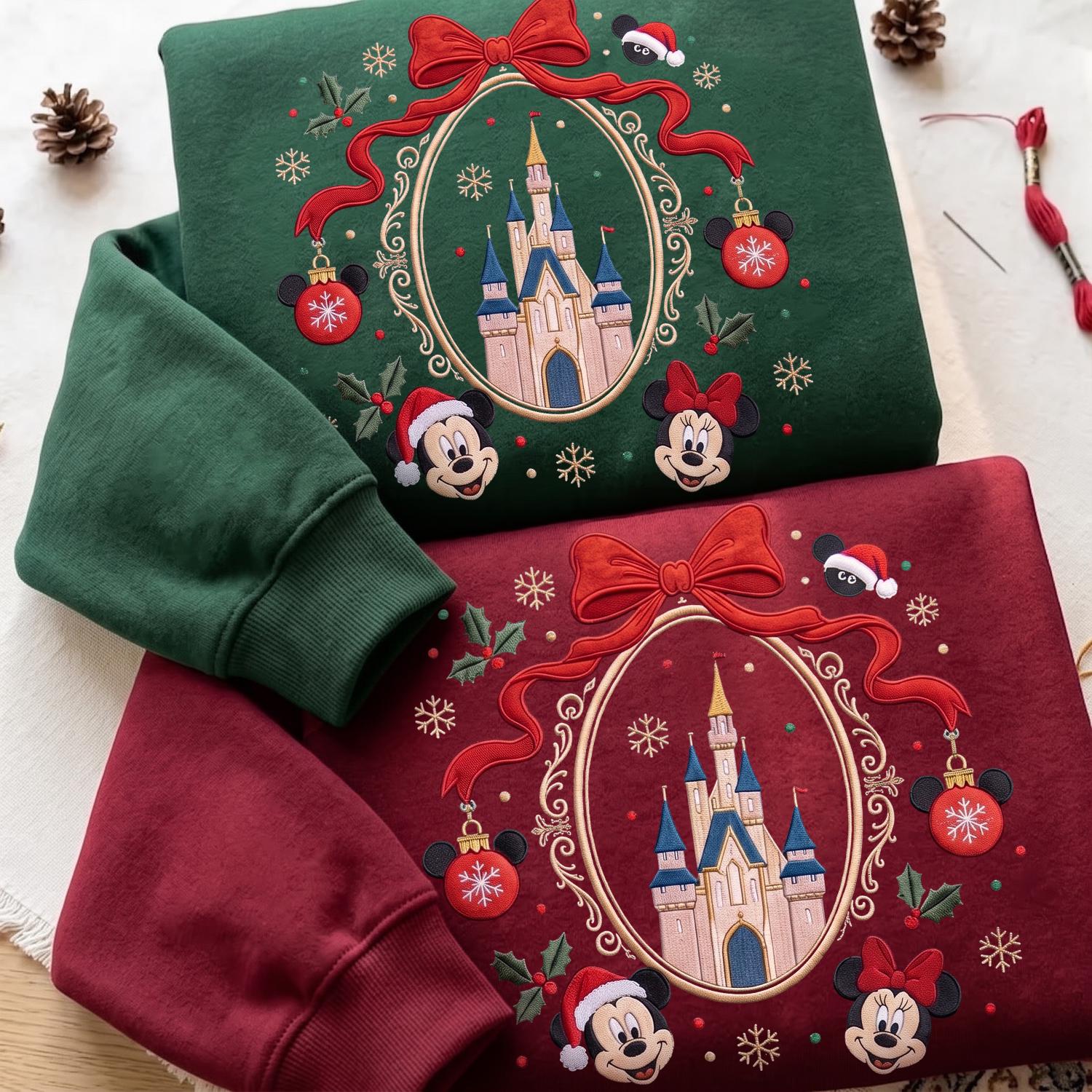 Embroidered Mickey and Minnie Christmas Sweatshirt with Disney Girls Trip Baby Tee – Matching Couple Hoodie and Park Quarter Zip Gift - photo 3
