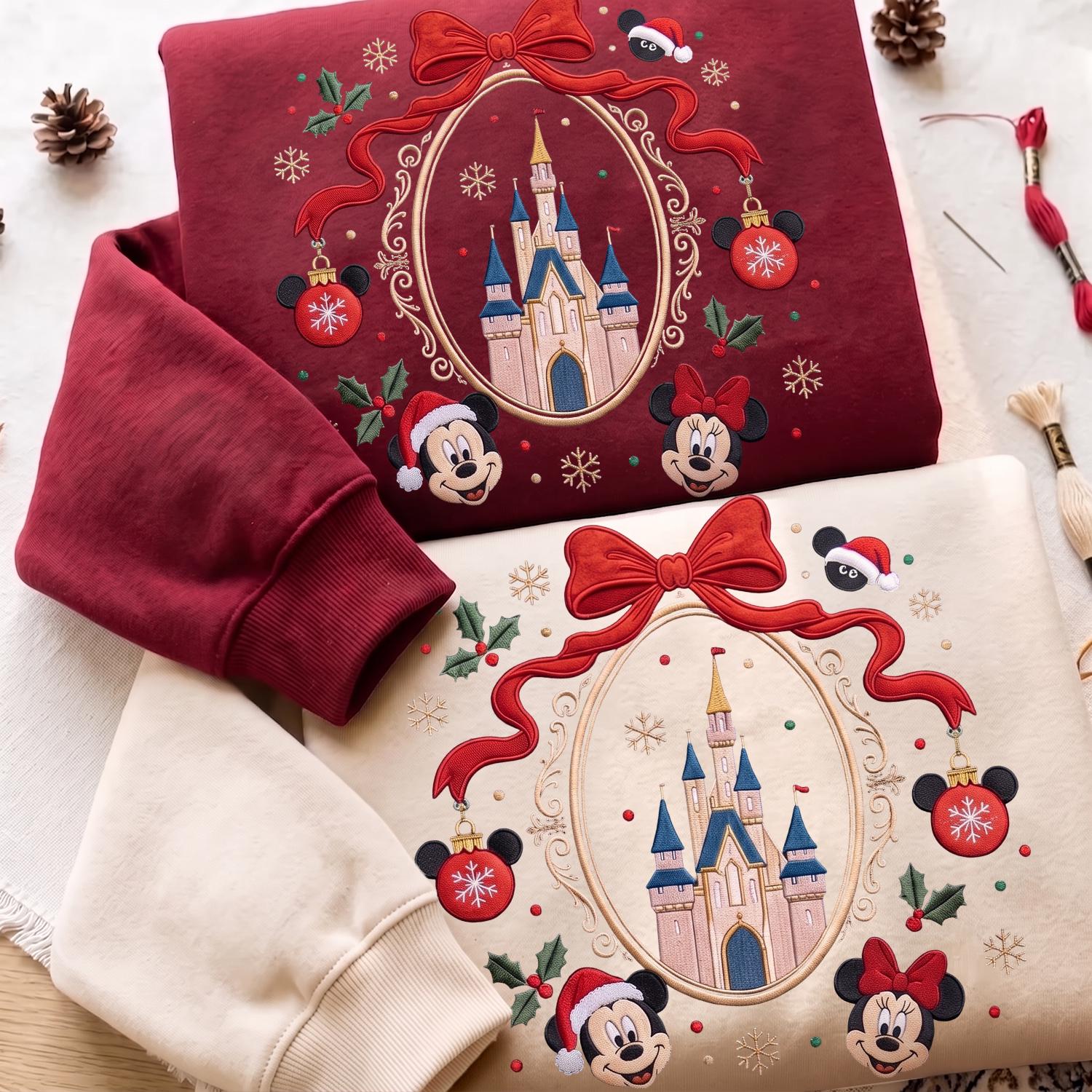 Embroidered Mickey and Minnie Christmas Sweatshirt with Disney Girls Trip Baby Tee – Matching Couple Hoodie and Park Quarter Zip Gift - photo 4