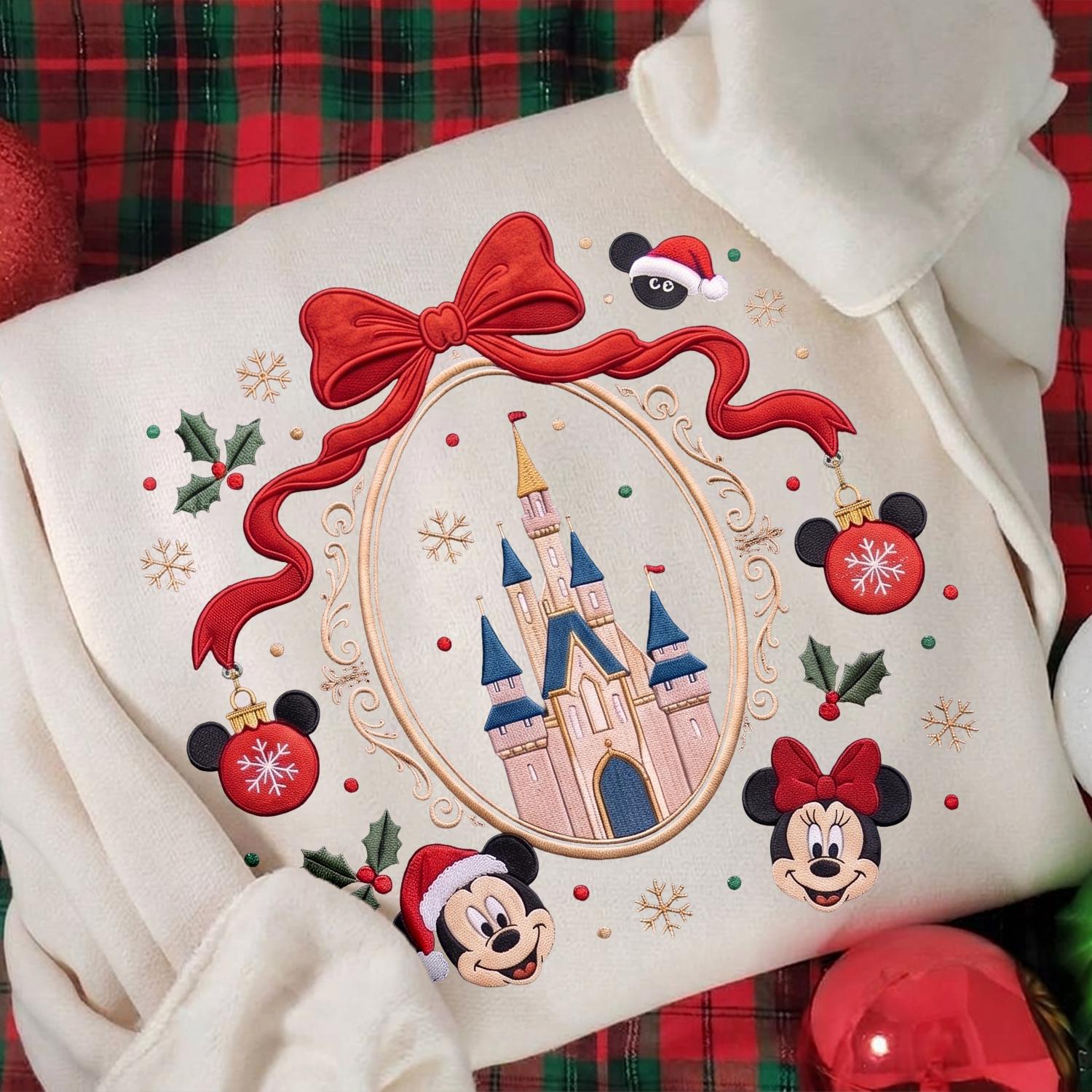 Embroidered Mickey and Minnie Christmas Sweatshirt with Disney Girls Trip Baby Tee – Matching Couple Hoodie and Park Quarter Zip Gift - photo 5