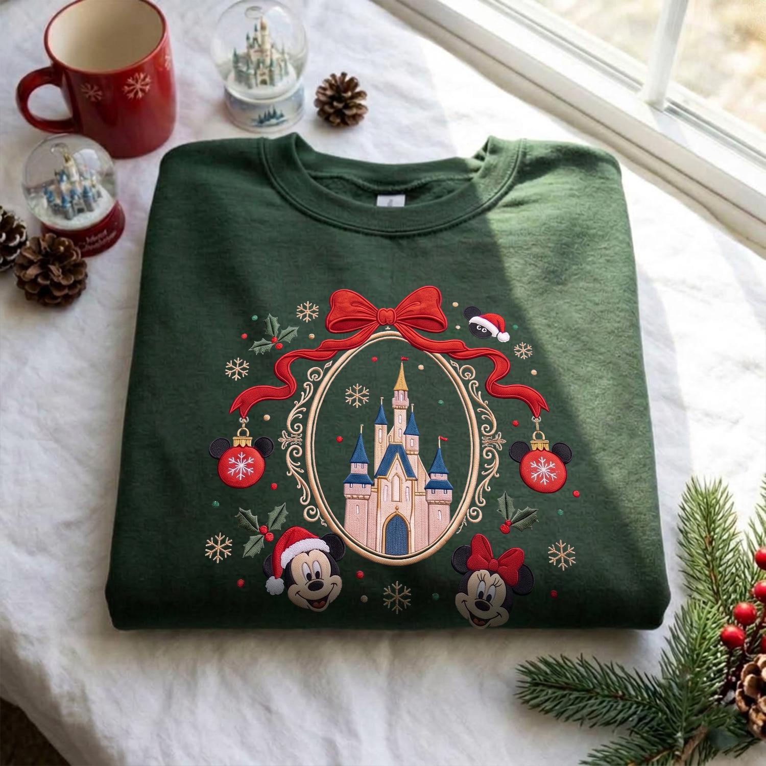 Embroidered Mickey and Minnie Christmas Sweatshirt with Disney Girls Trip Baby Tee – Matching Couple Hoodie and Park Quarter Zip Gift - photo 7