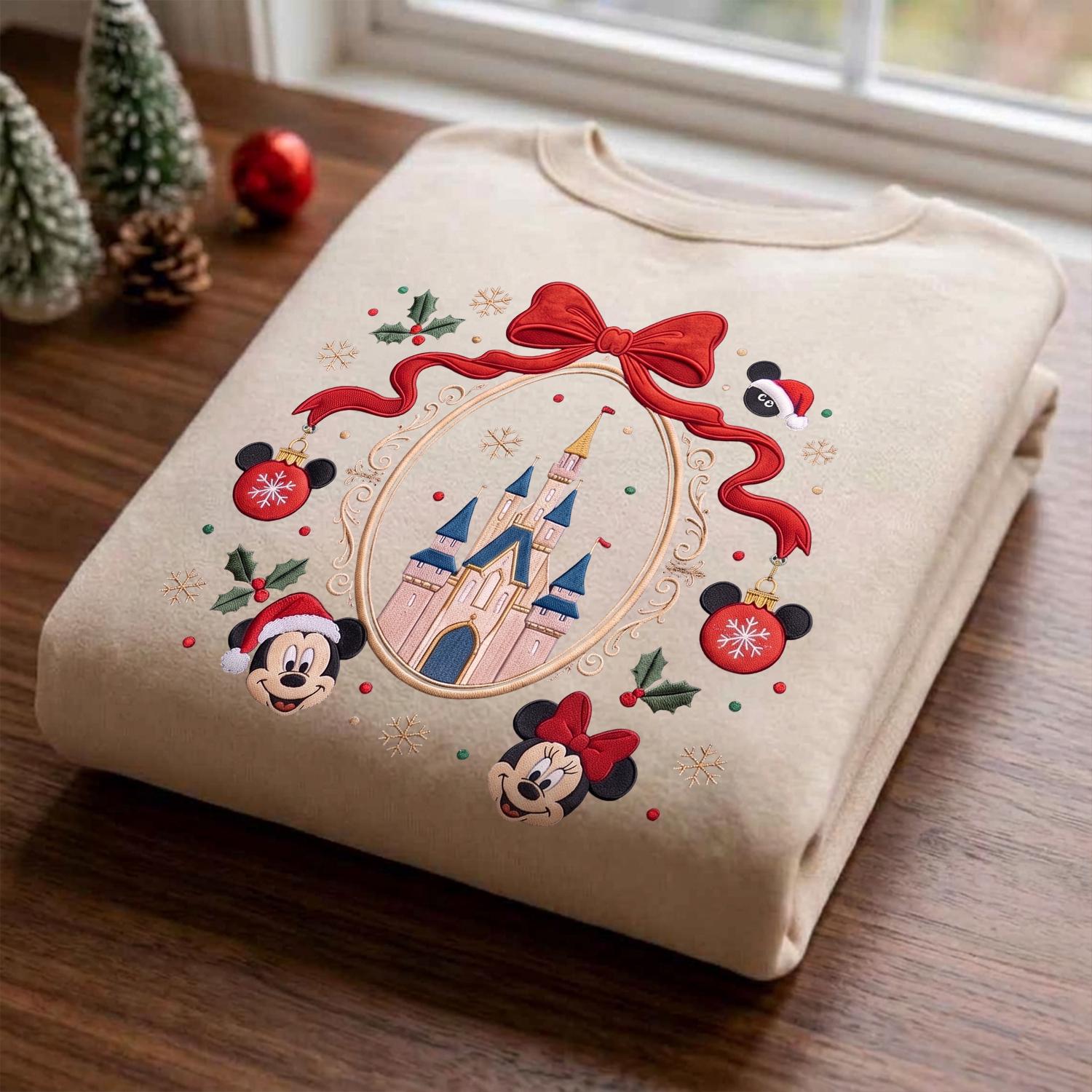 Embroidered Mickey and Minnie Christmas Sweatshirt with Disney Girls Trip Baby Tee – Matching Couple Hoodie and Park Quarter Zip Gift - photo 8