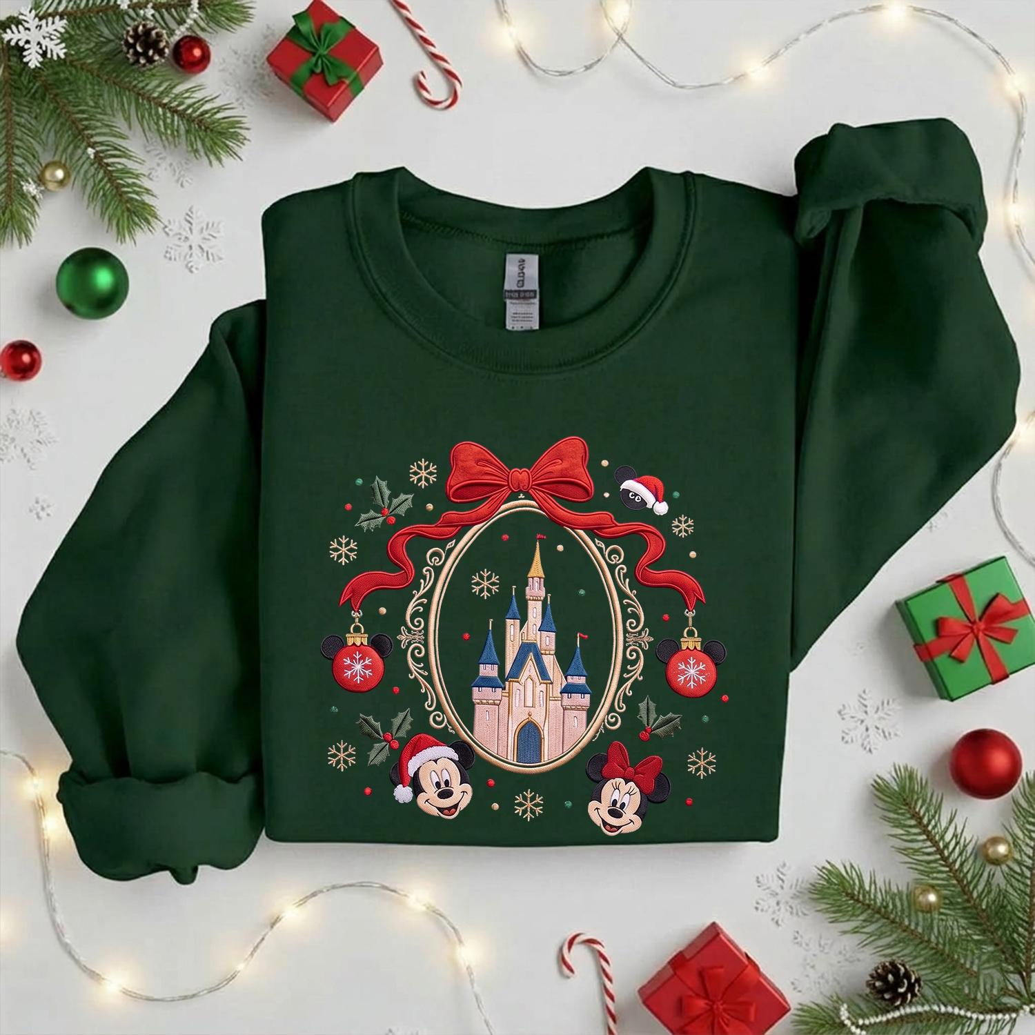 Embroidered Mickey and Minnie Christmas Sweatshirt with Disney Girls Trip Baby Tee – Matching Couple Hoodie and Park Quarter Zip Gift - photo 9