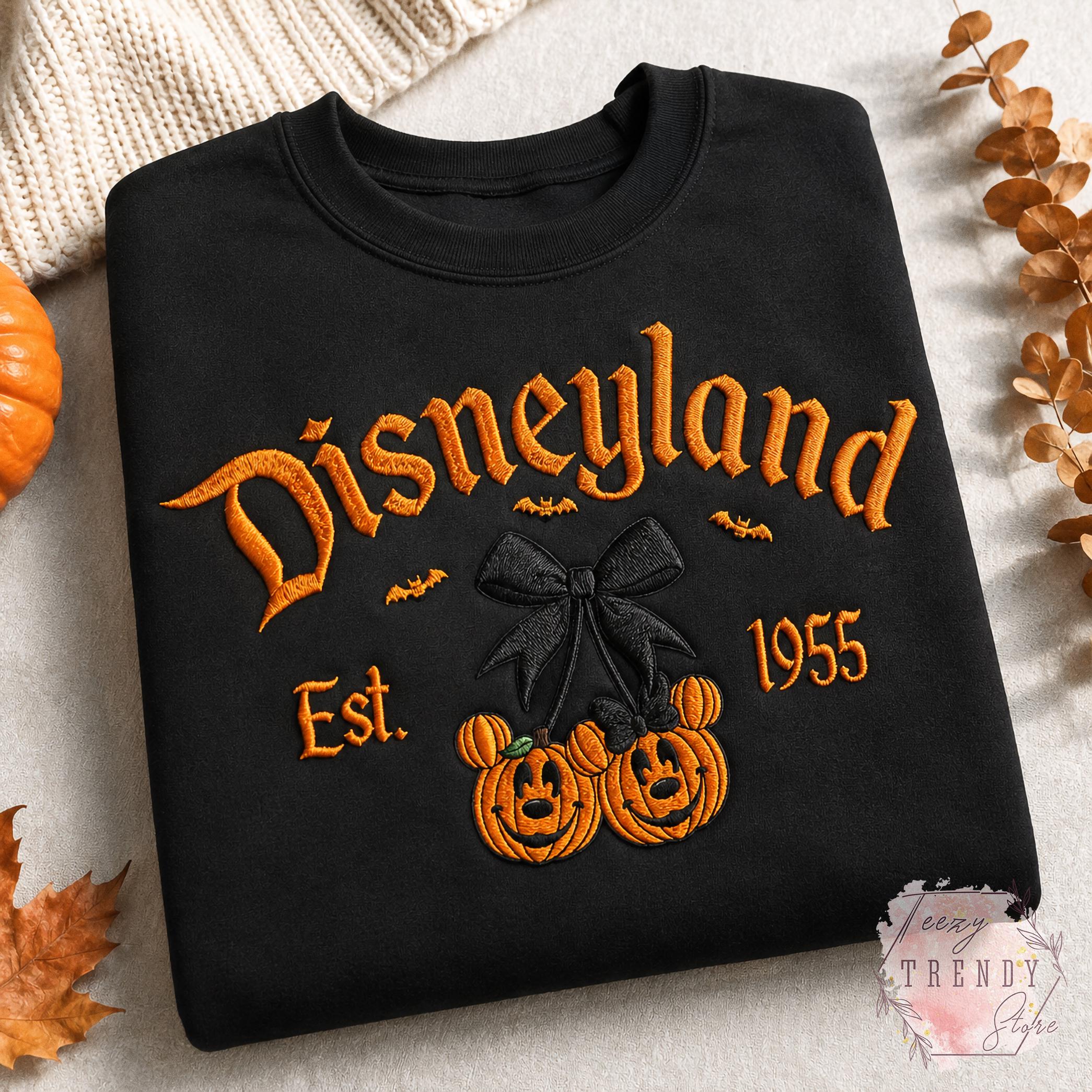 Embroidered Coquette Bow Mickey and Minnie Pumpkin Disney Halloween Sweatshirt – Spooky Season Hoodie Shirt for WDW Disneyland - photo 6