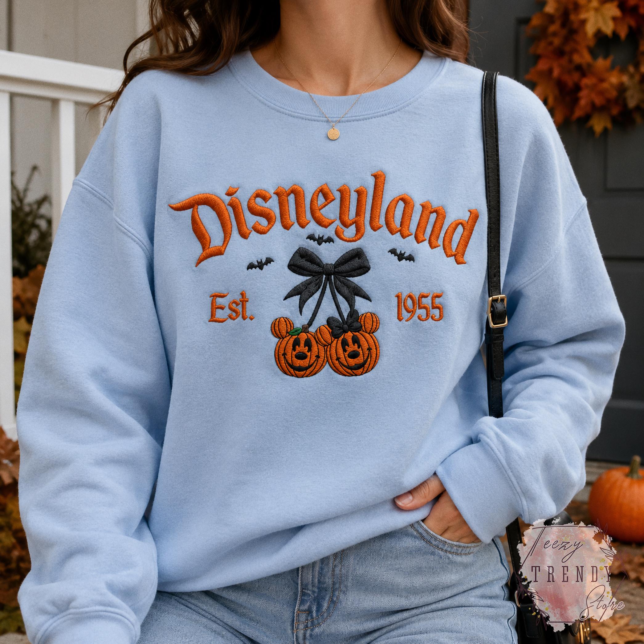 Embroidered Coquette Bow Mickey and Minnie Pumpkin Disney Halloween Sweatshirt – Spooky Season Hoodie Shirt for WDW Disneyland - photo 10