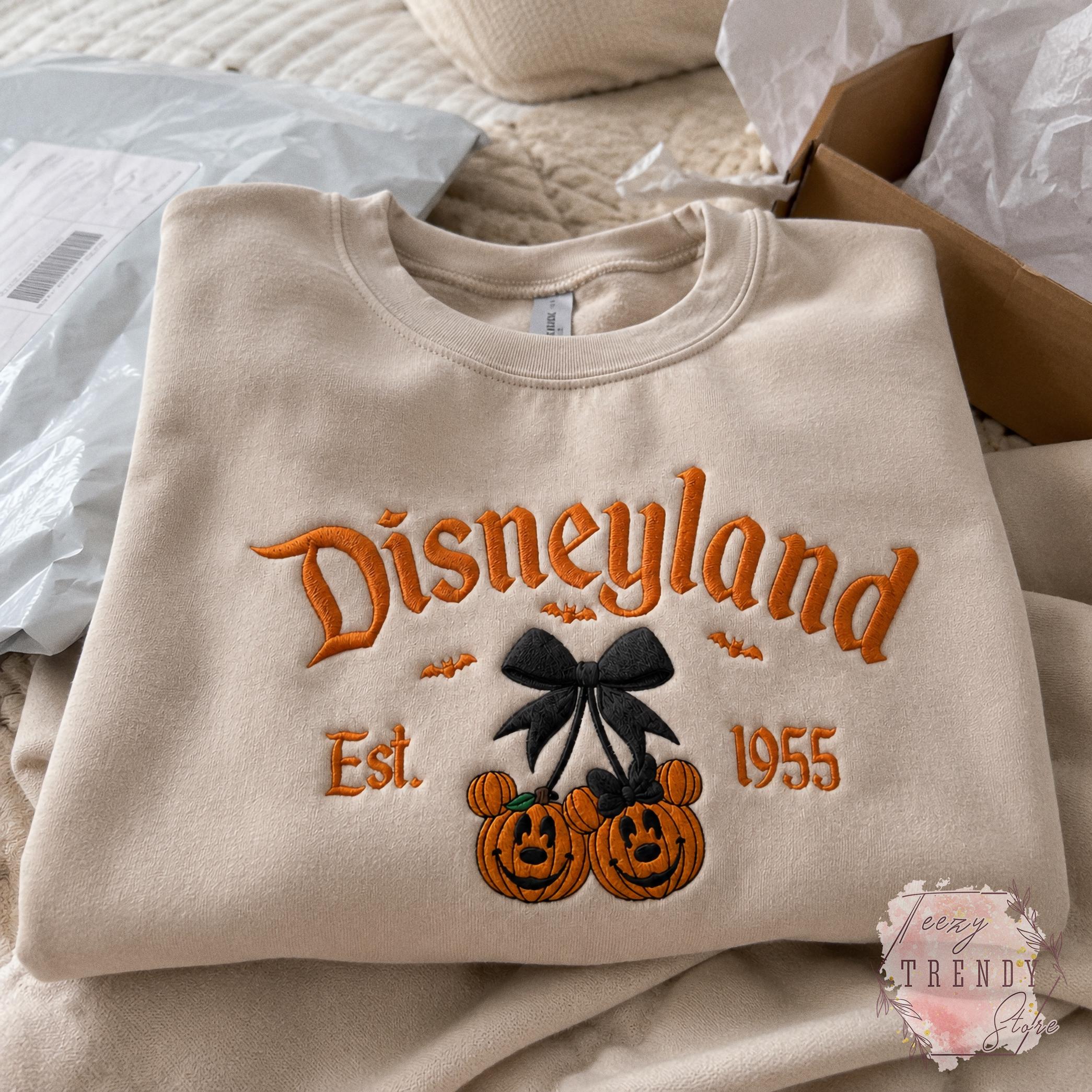 Embroidered Coquette Bow Mickey and Minnie Pumpkin Disney Halloween Sweatshirt – Spooky Season Hoodie Shirt for WDW Disneyland - photo 12