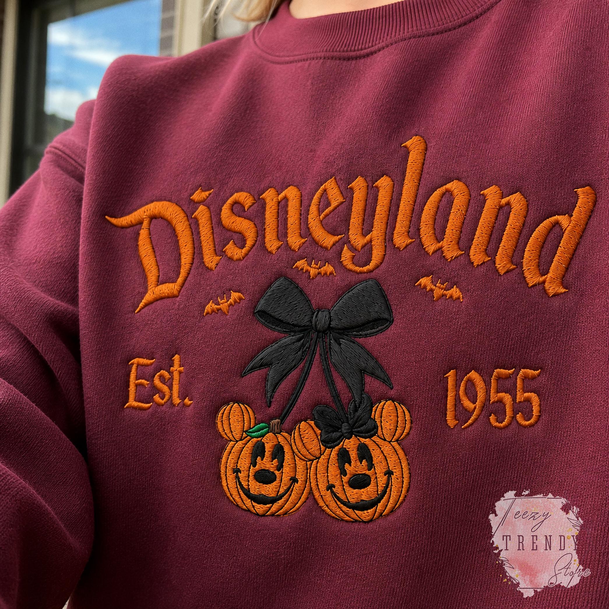 Embroidered Coquette Bow Mickey and Minnie Pumpkin Disney Halloween Sweatshirt – Spooky Season Hoodie Shirt for WDW Disneyland - photo 13