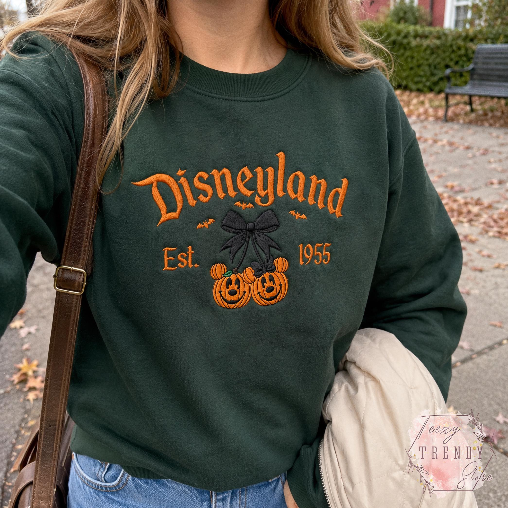 Embroidered Coquette Bow Mickey and Minnie Pumpkin Disney Halloween Sweatshirt – Spooky Season Hoodie Shirt for WDW Disneyland - photo 14