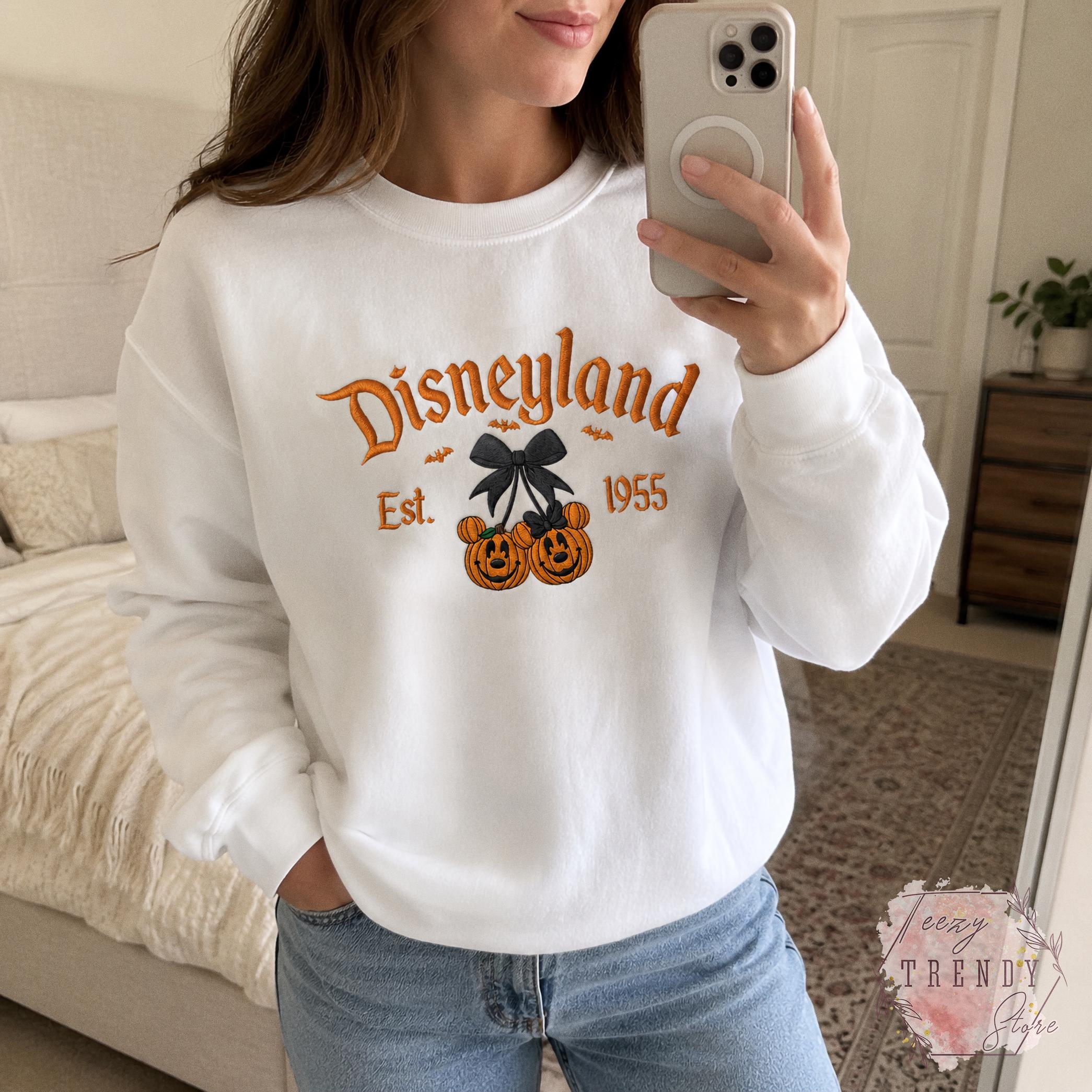 Embroidered Coquette Bow Mickey and Minnie Pumpkin Disney Halloween Sweatshirt – Spooky Season Hoodie Shirt for WDW Disneyland - photo 16