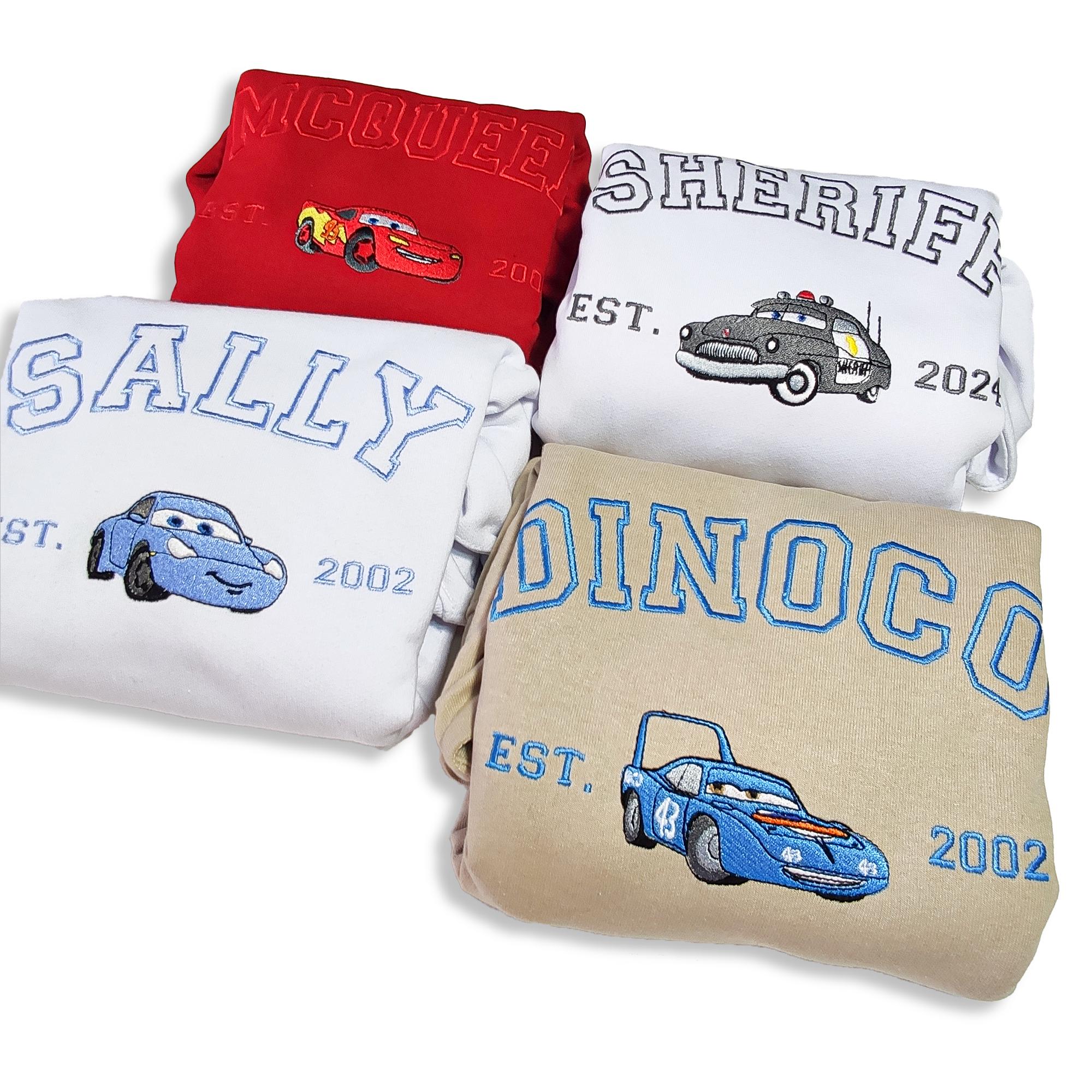 Personalized Embroidered McQueen and Sally Couple Sweatshirt with Disney Cars Family Top Embroidery Design - photo 2