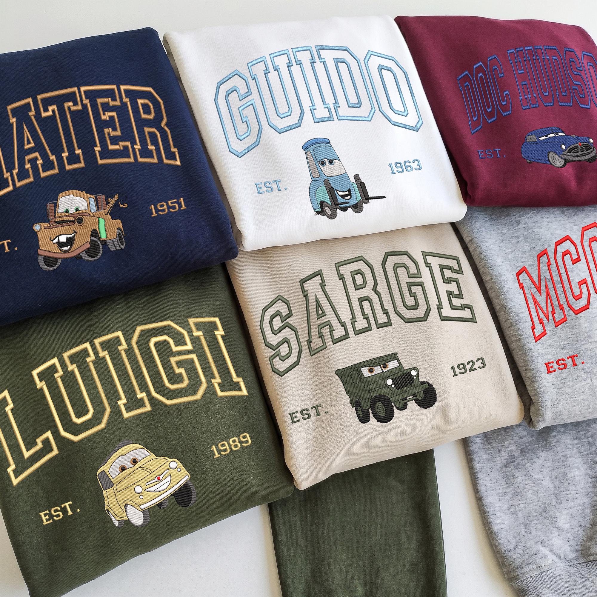 Personalized Embroidered McQueen and Sally Couple Sweatshirt with Disney Cars Family Top Embroidery Design - photo 4