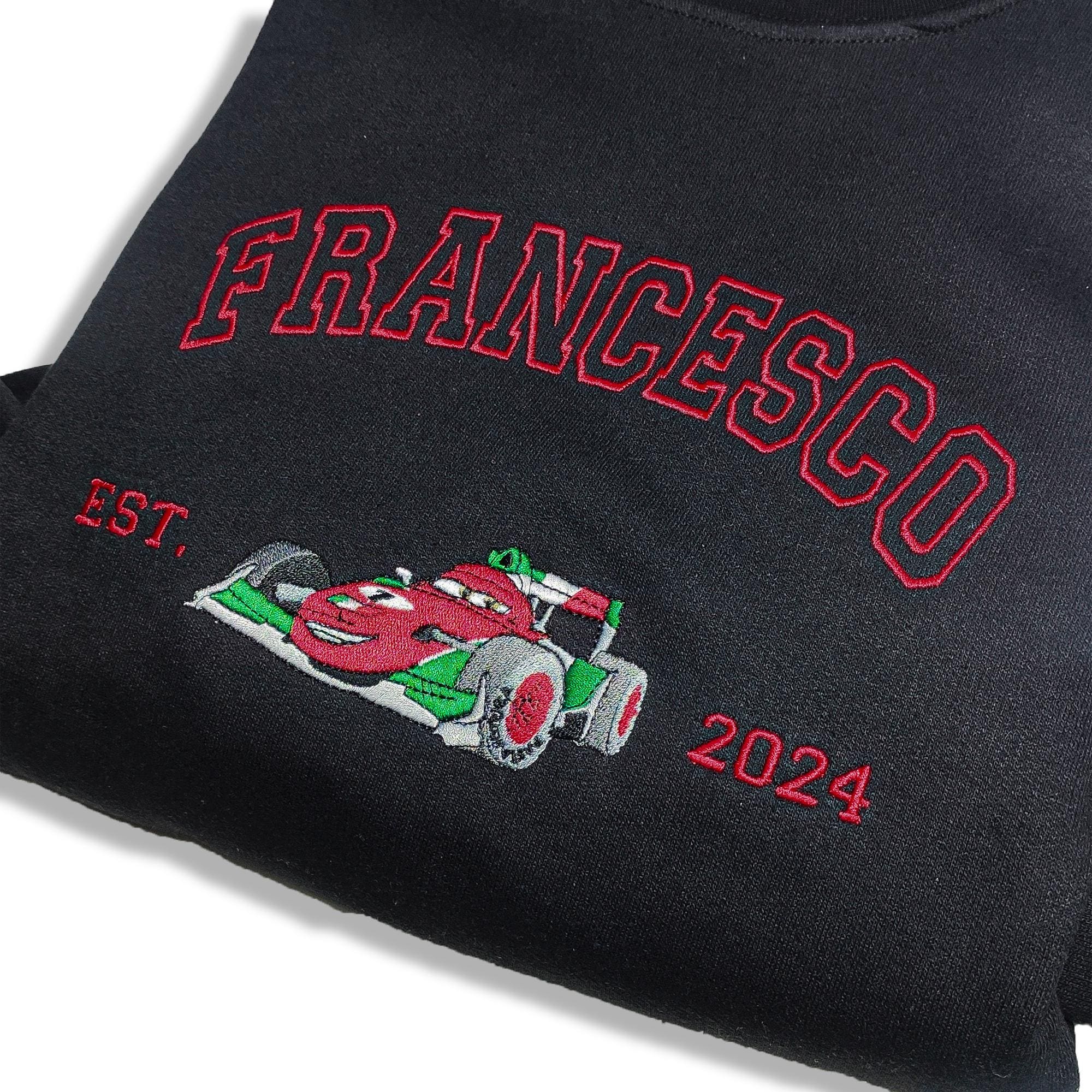 Personalized Embroidered McQueen and Sally Couple Sweatshirt with Disney Cars Family Top Embroidery Design - photo 9