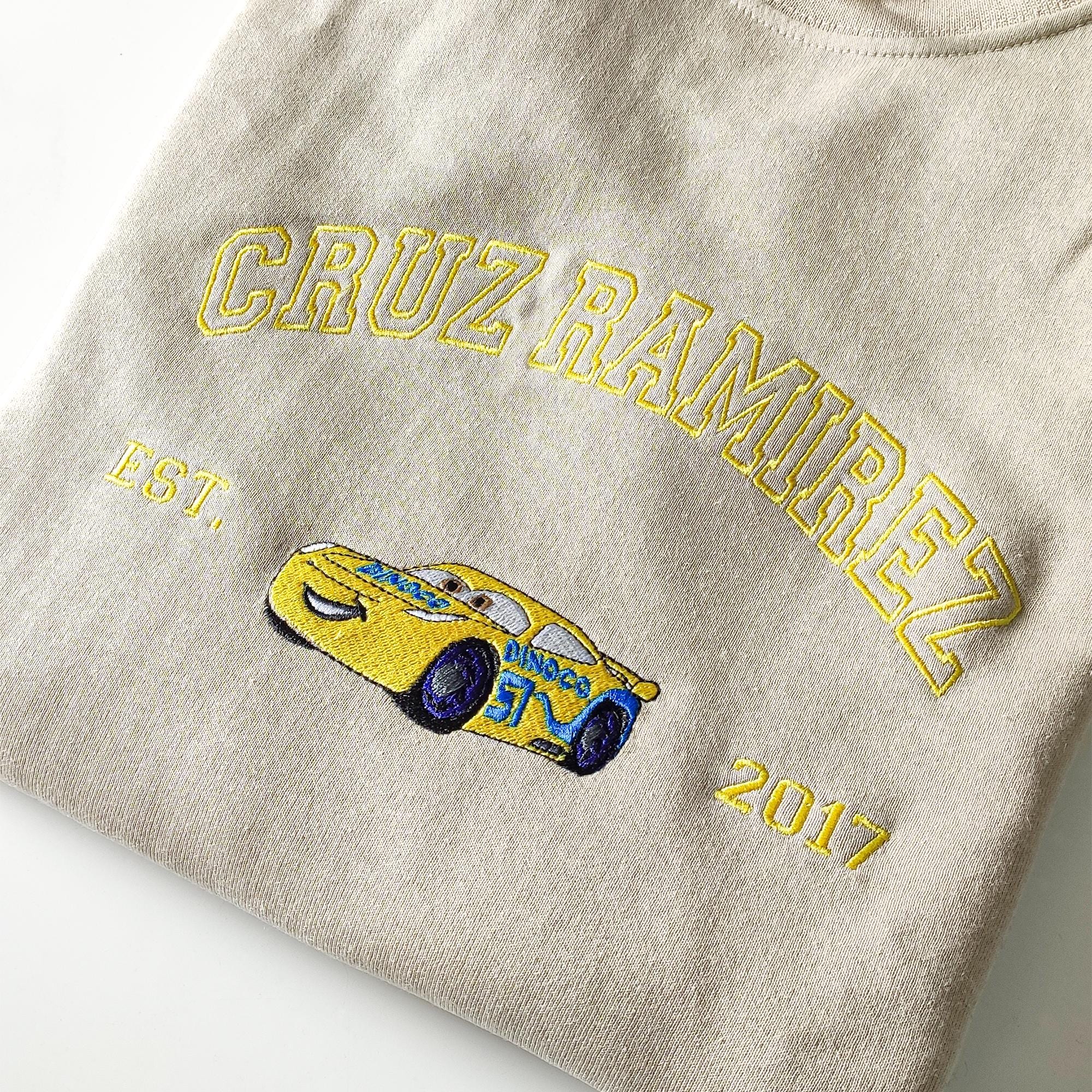 Personalized Embroidered McQueen and Sally Couple Sweatshirt with Disney Cars Family Top Embroidery Design - photo 12