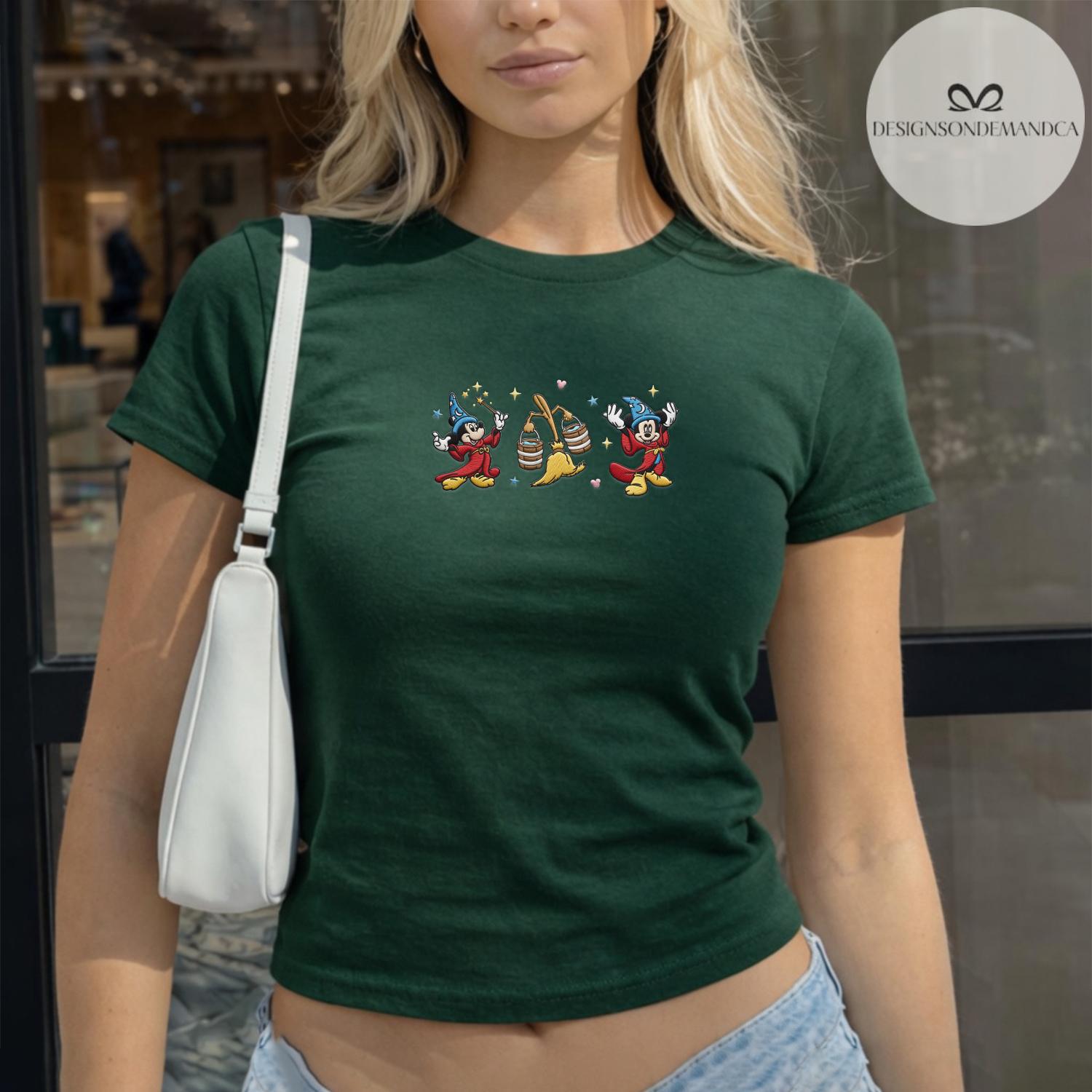 Embroidered Fantasia Sorcerer Wizard Mickey Lace Trim Tank Top with Coquette Bow – Disney Baby Tee Crop Tank for WDW Disneyland Trip - photo 5