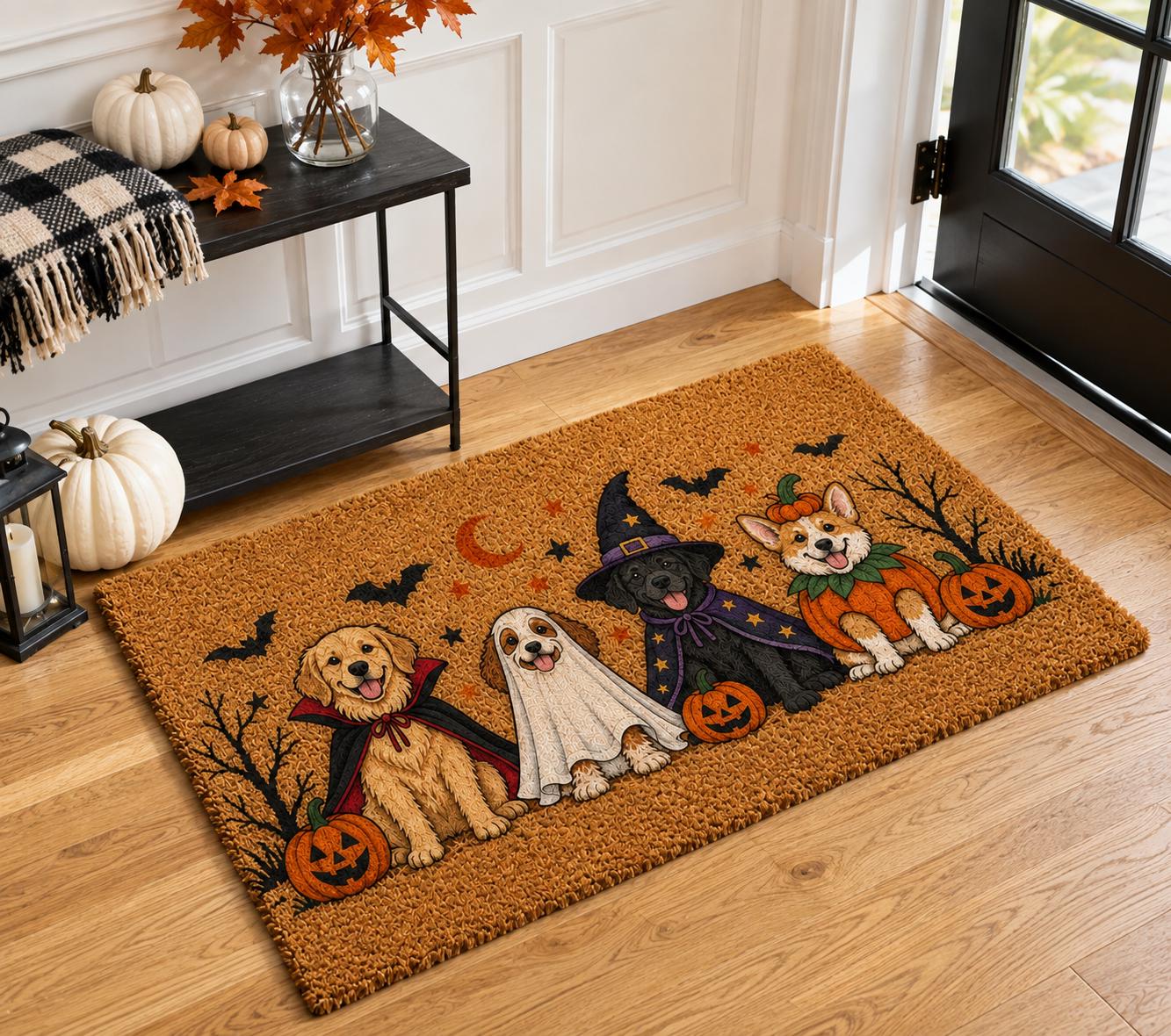 Cute Vampire Ghost Witch Pumpkin Halloween Dog Coir Doormat – Spooky Dogs Pet Front Door Mat, Porch Decor And Funny Lover Gift - photo 2