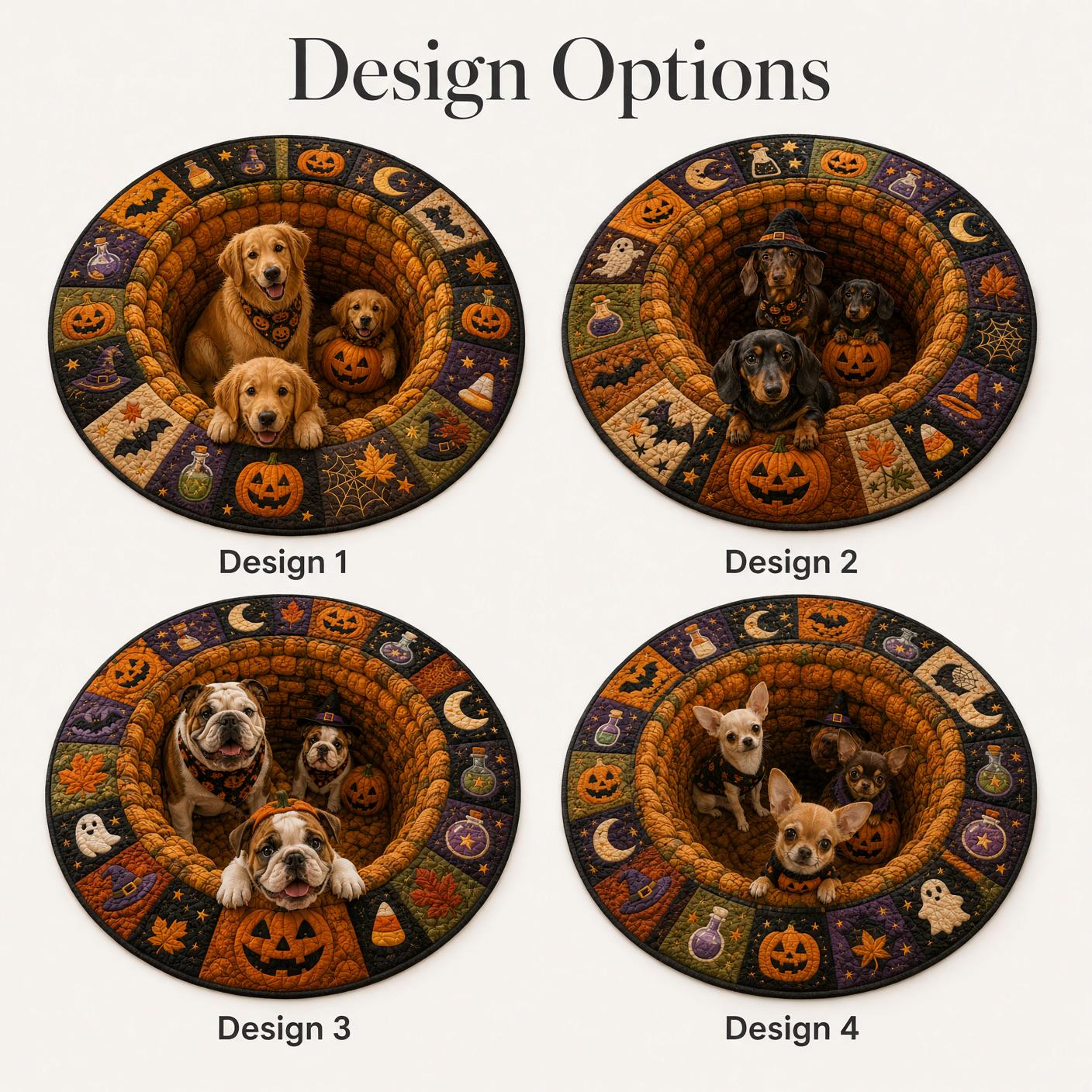 Halloween Floor Mat – 3D Illusion Quilted Pumpkin Dog Hole Round Rug, Spooky Pet Rug for Dog Lover Home Decor - photo 5
