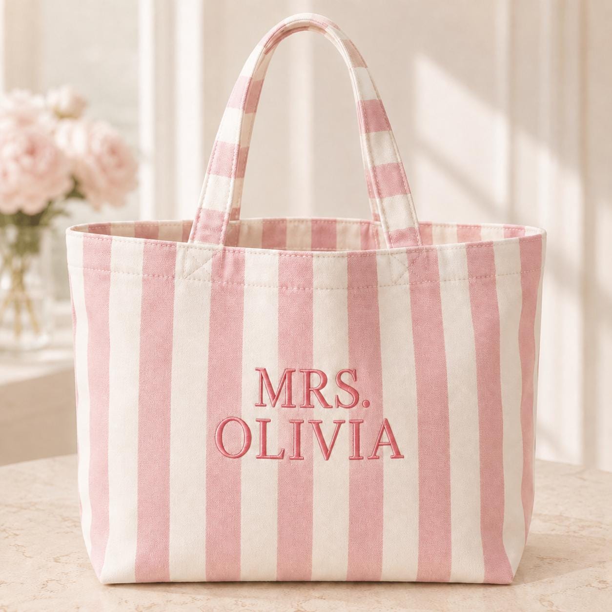 Personalized Embroidery Name Tote Bag for Bridesmaid Wedding Back to School Teacher Canvas Bag Gift - photo 2