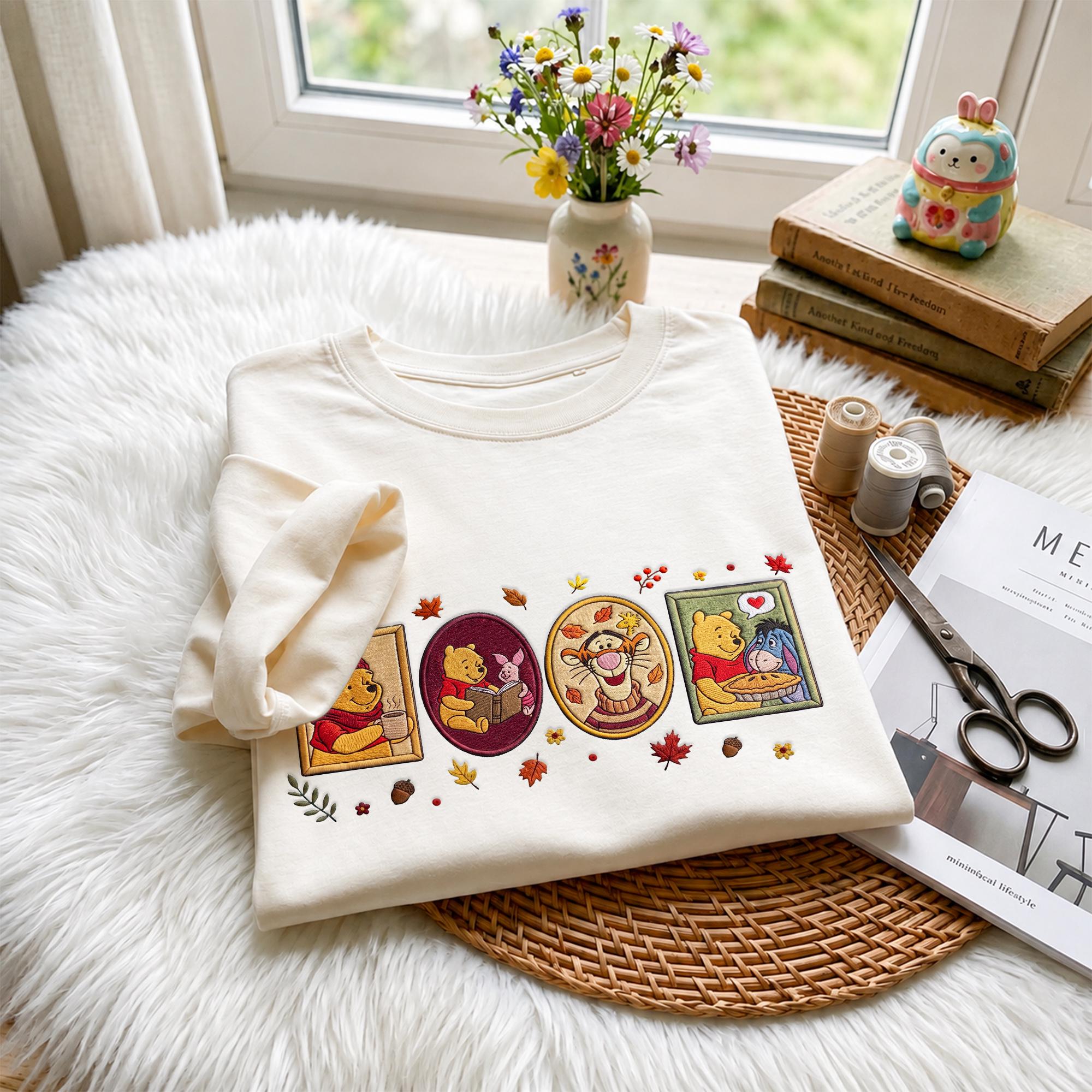 Embroidered Winnie the Pooh Fall Sweatshirt with Autumn Disney Trip Hoodie – Cute Pooh Bear Quarter Zip Kids Fall Clothing Gift - photo 2