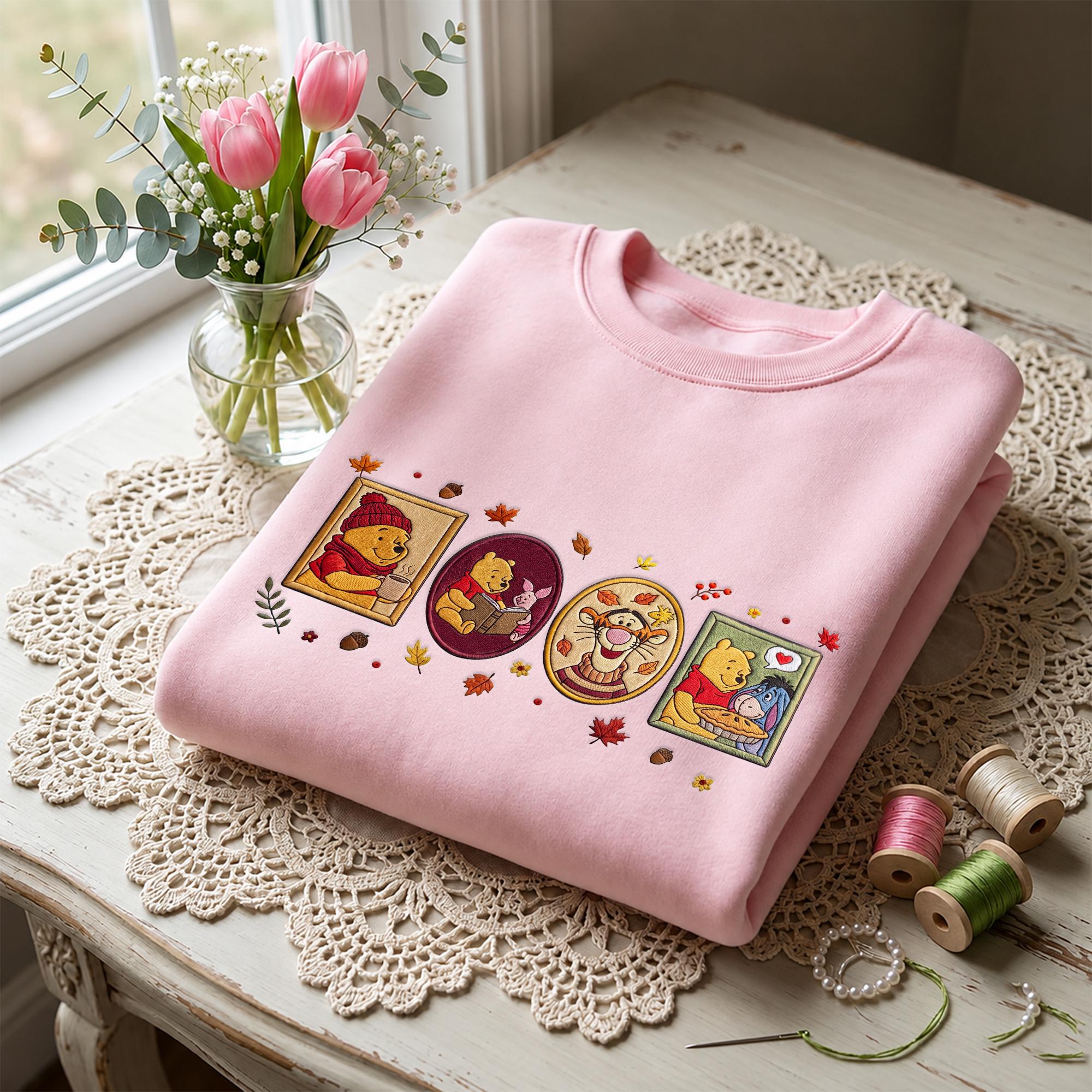 Embroidered Winnie the Pooh Fall Sweatshirt with Autumn Disney Trip Hoodie – Cute Pooh Bear Quarter Zip Kids Fall Clothing Gift - photo 3