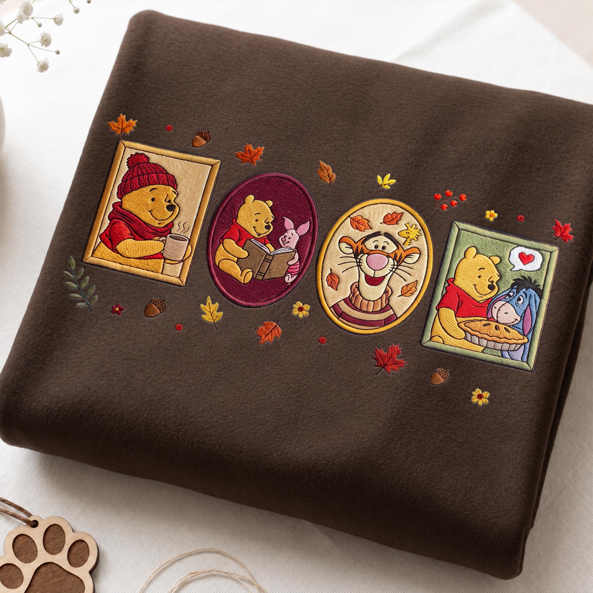 Embroidered Winnie the Pooh Fall Sweatshirt with Autumn Disney Trip Hoodie – Cute Pooh Bear Quarter Zip Kids Fall Clothing Gift - photo 4