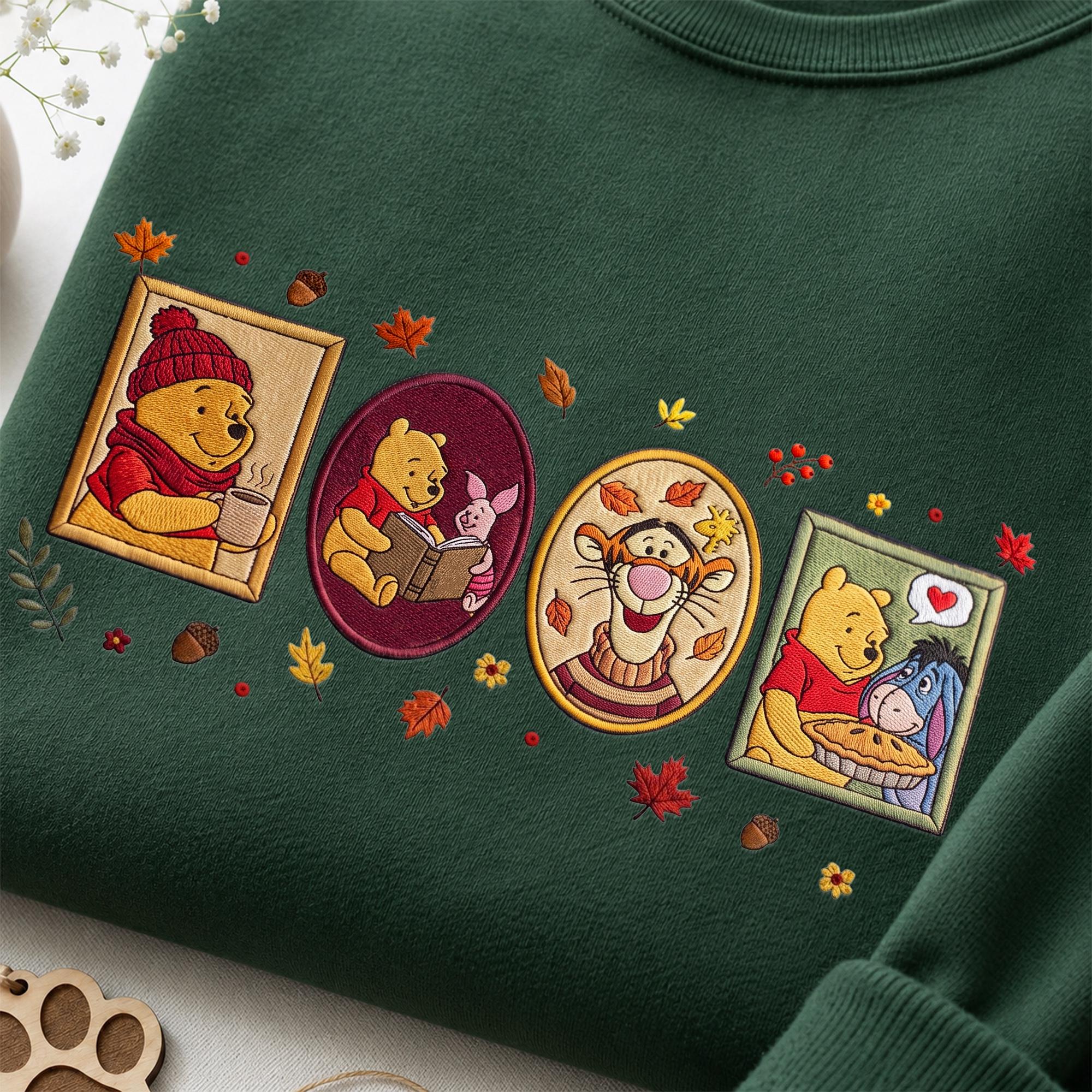 Embroidered Winnie the Pooh Fall Sweatshirt with Autumn Disney Trip Hoodie – Cute Pooh Bear Quarter Zip Kids Fall Clothing Gift - photo 5