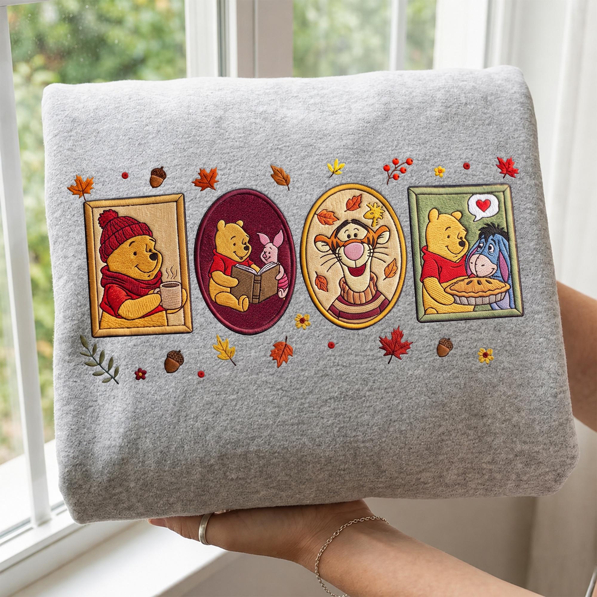 Embroidered Winnie the Pooh Fall Sweatshirt with Autumn Disney Trip Hoodie – Cute Pooh Bear Quarter Zip Kids Fall Clothing Gift - photo 7