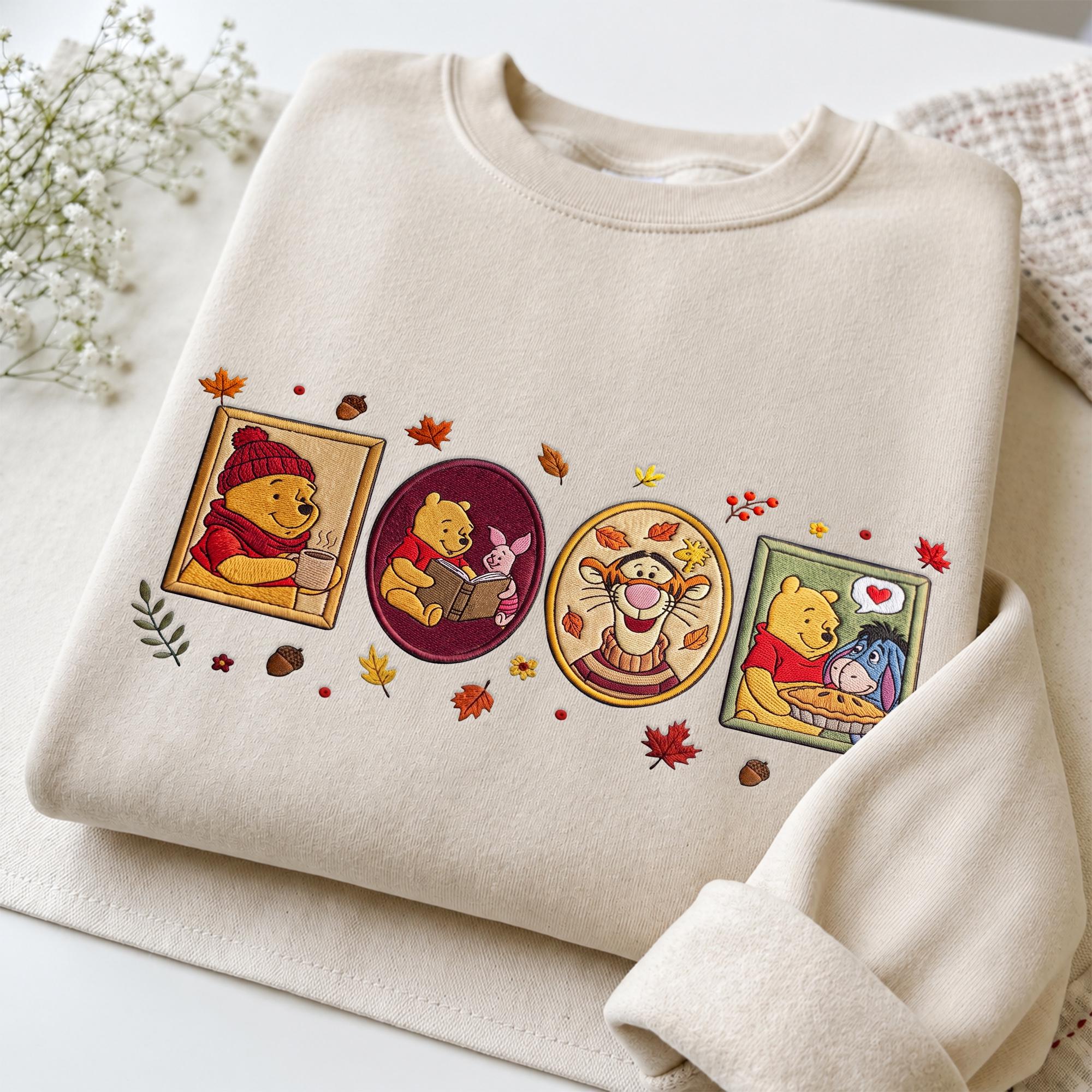 Embroidered Winnie the Pooh Fall Sweatshirt with Autumn Disney Trip Hoodie – Cute Pooh Bear Quarter Zip Kids Fall Clothing Gift - photo 9