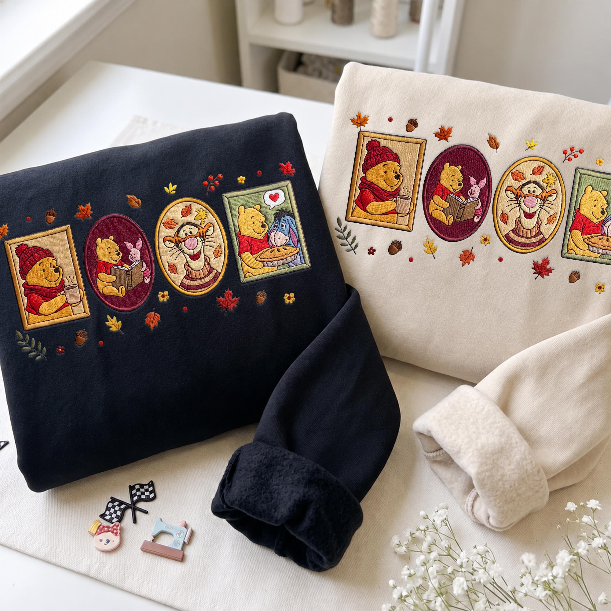 Embroidered Winnie the Pooh Fall Sweatshirt with Autumn Disney Trip Hoodie – Cute Pooh Bear Quarter Zip Kids Fall Clothing Gift - photo 10