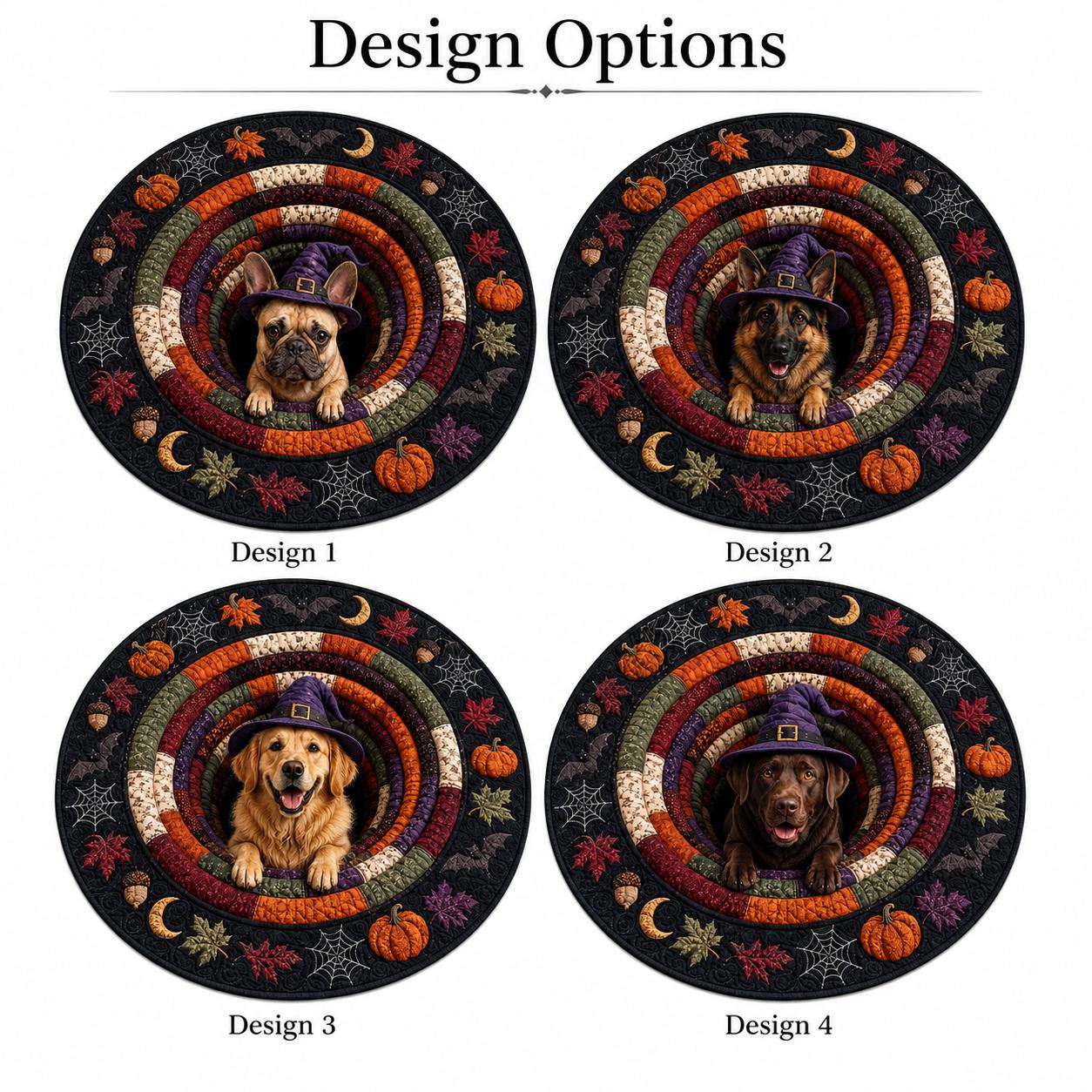 Halloween Dog Round Rug with 3D Illusion Quilted Witch Dog Tunnel Floor Mat and Spooky Pet Decor for Dog Lover Gift - photo 4