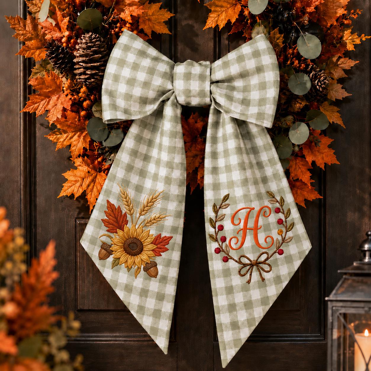 All Season Wreath Sash Bundle for Personalized Embroidery Monogram Door Decor, Halloween Christmas Fall Wildlife Floral Wreath Sash - photo 12
