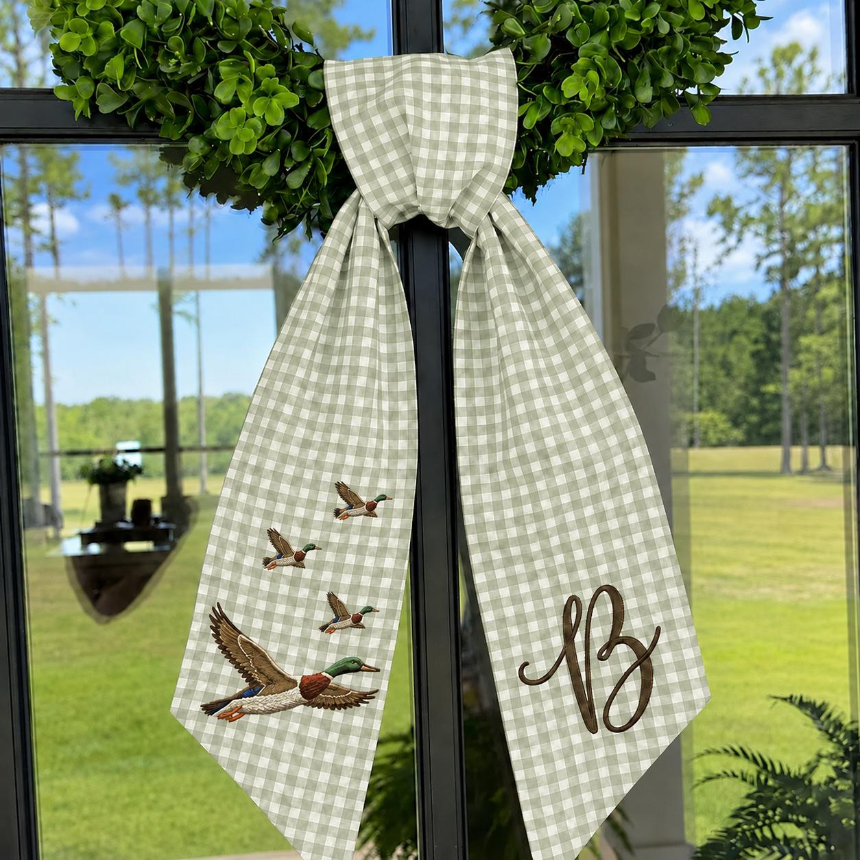 Custom All Season Wreath Sash for Personalized Embroidery Monogram Front Door Bow, Christmas Halloween Fall Floral Seasonal Wreath Decor - photo 11