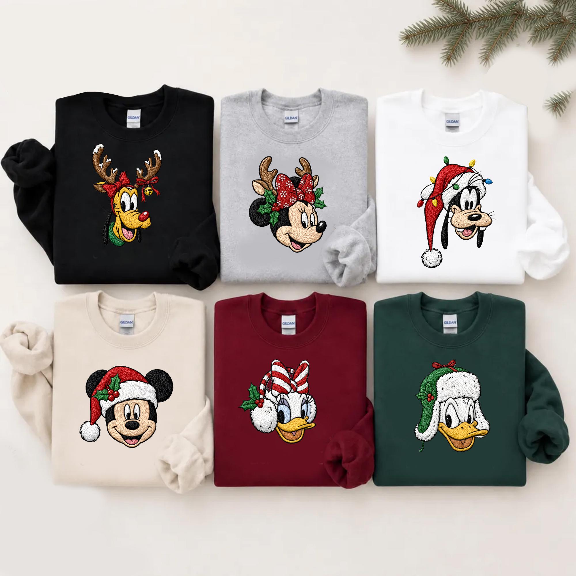 Embroidered All Characters Mickey and Friends Christmas Shirt – Disney Christmas Sweatshirt for Mickey's Very Merry Christmas Party