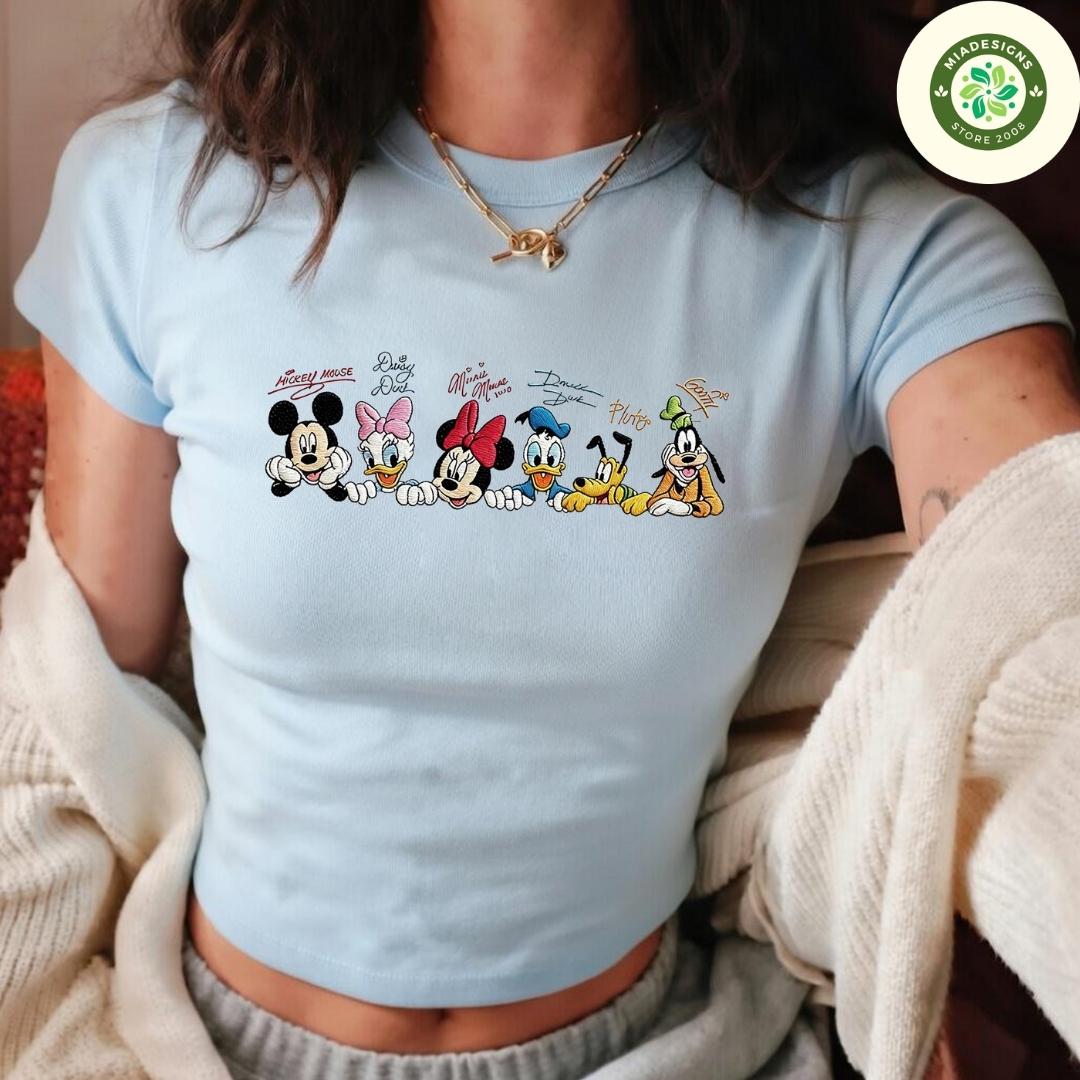 Embroidered Disney Trip Lace Trim Tank Top with Mickey and Friends Winnie the Pooh Disney Princess Group Signature Baby Tee Crop Tank - photo 2