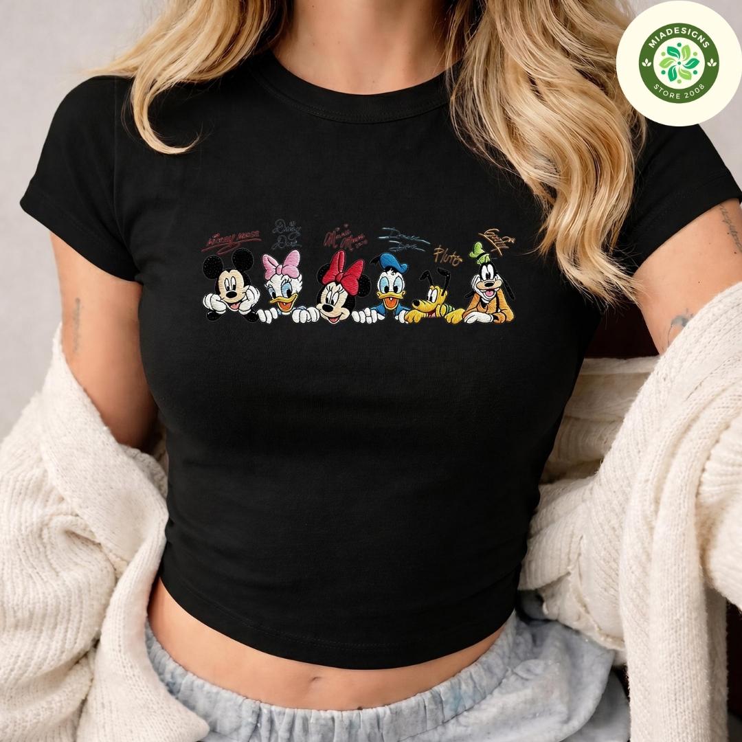 Embroidered Disney Trip Lace Trim Tank Top with Mickey and Friends Winnie the Pooh Disney Princess Group Signature Baby Tee Crop Tank - photo 4